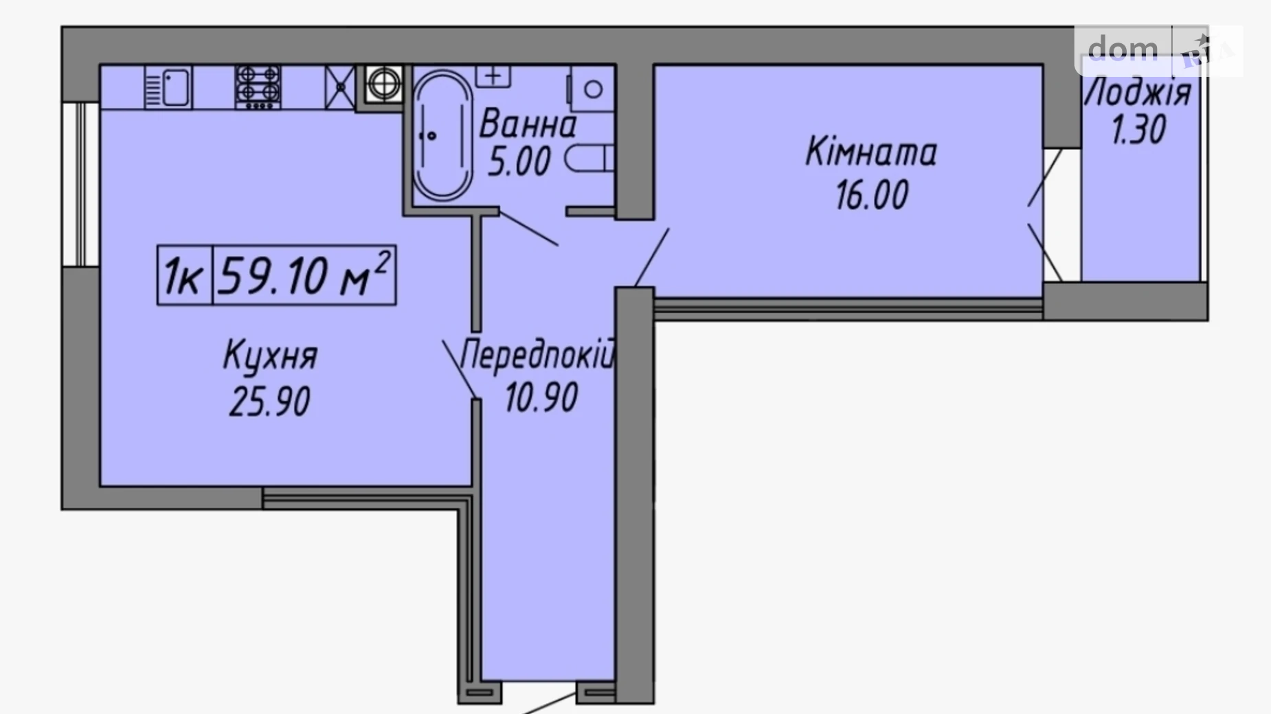 Продается 1-комнатная квартира 59.1 кв. м в Ивано-Франковске, ул. Бандеры Степана - фото 2