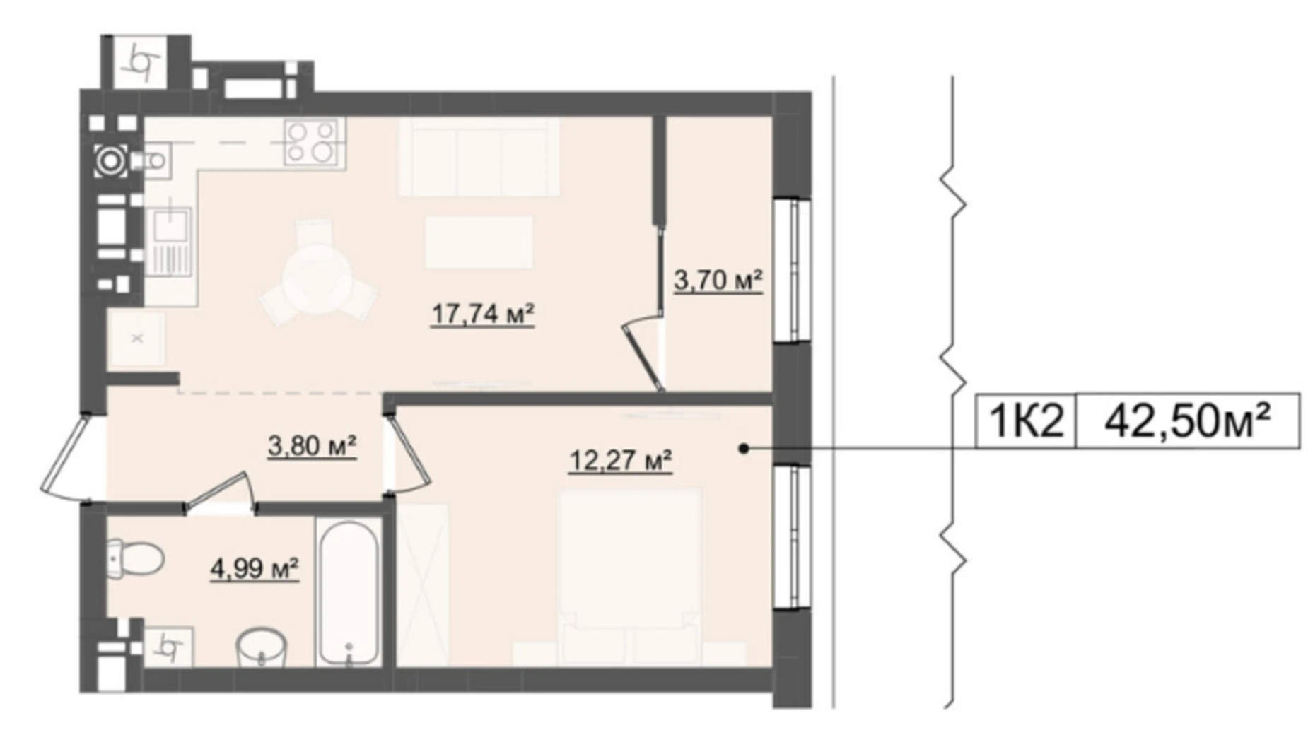 Продается 1-комнатная квартира 42.5 кв. м в Львове, цена: 60350 $ - фото 4