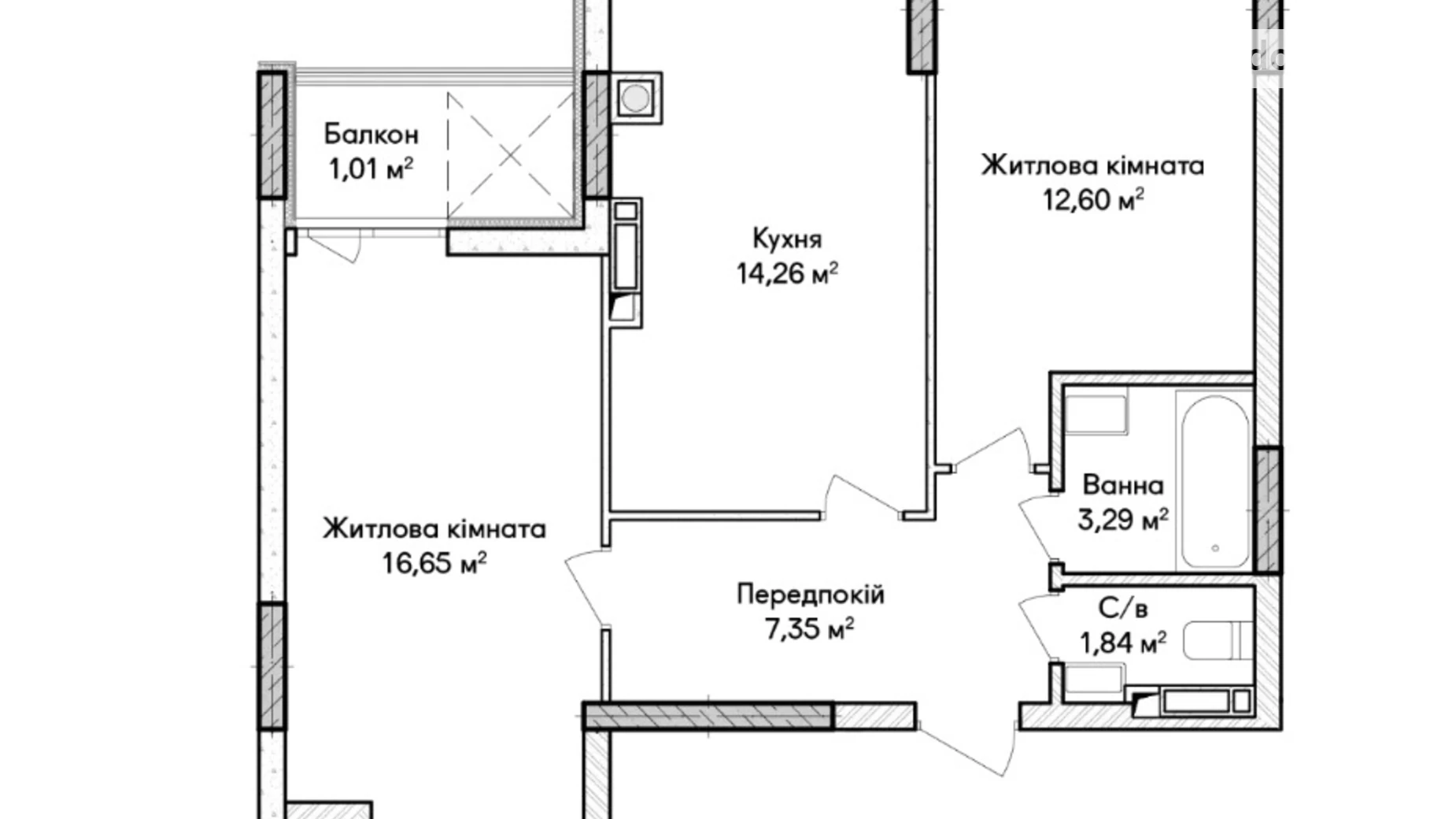 Продається 2-кімнатна квартира 57 кв. м у Ірпені, вул. Ольги Кобилянської(Достоєвського), 1В/36 - фото 5
