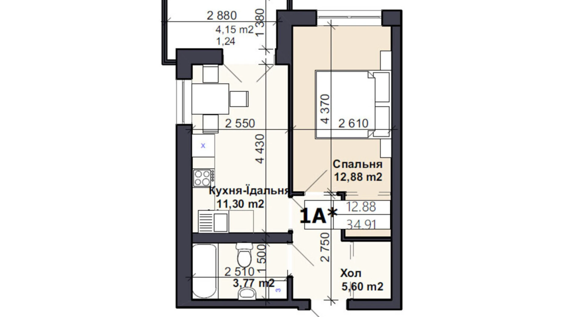 Продается 1-комнатная квартира 42.3 кв. м в Буче, ул. Ярослава Мудрого(Чкалова), 58 - фото 2