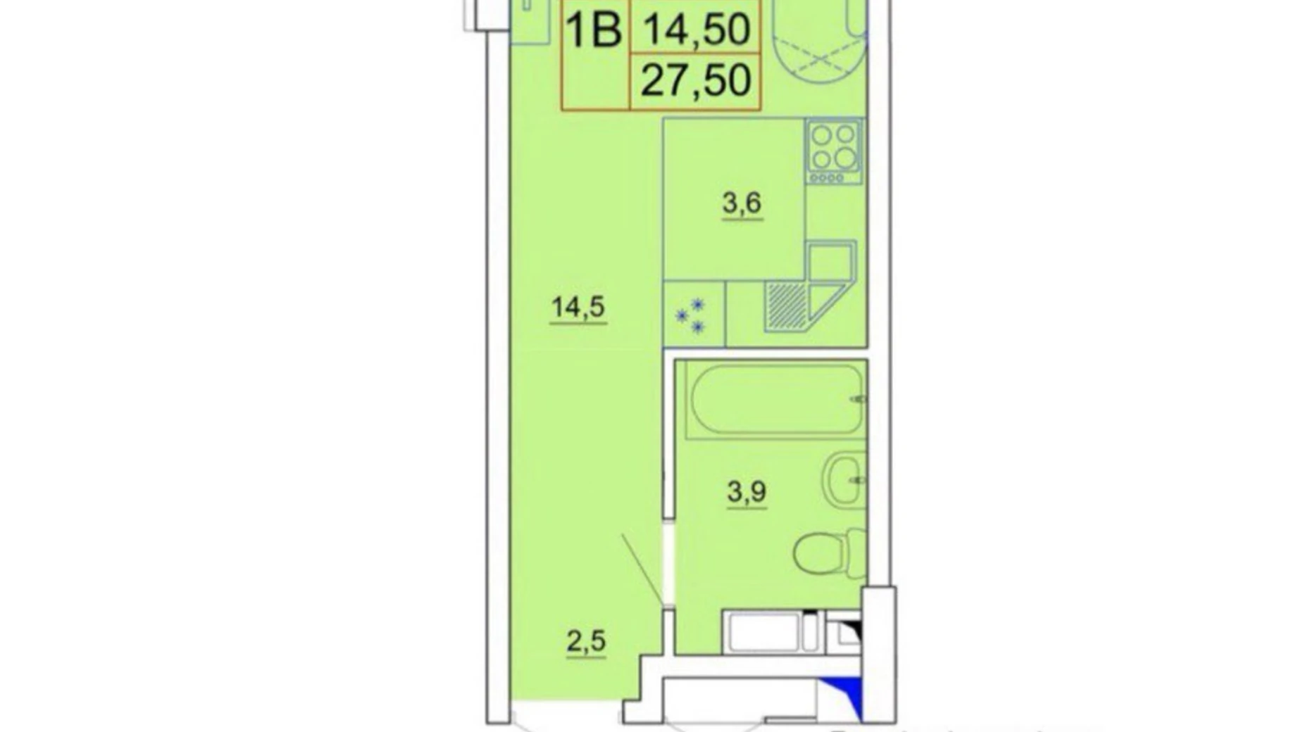 Продається 1-кімнатна квартира 27.5 кв. м у Києві, вул. Польова, 73 - фото 2