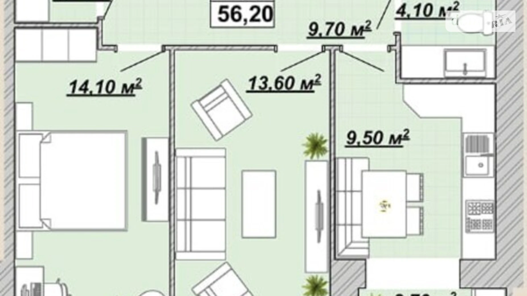 Продается 2-комнатная квартира 56.2 кв. м в Ивано-Франковске, ул. Княгинин - фото 5