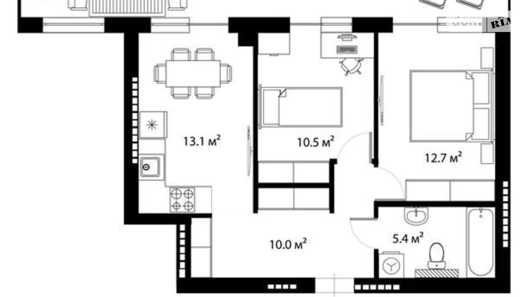 Продается 2-комнатная квартира 59.3 кв. м в, цена: 105851 $ - фото 2