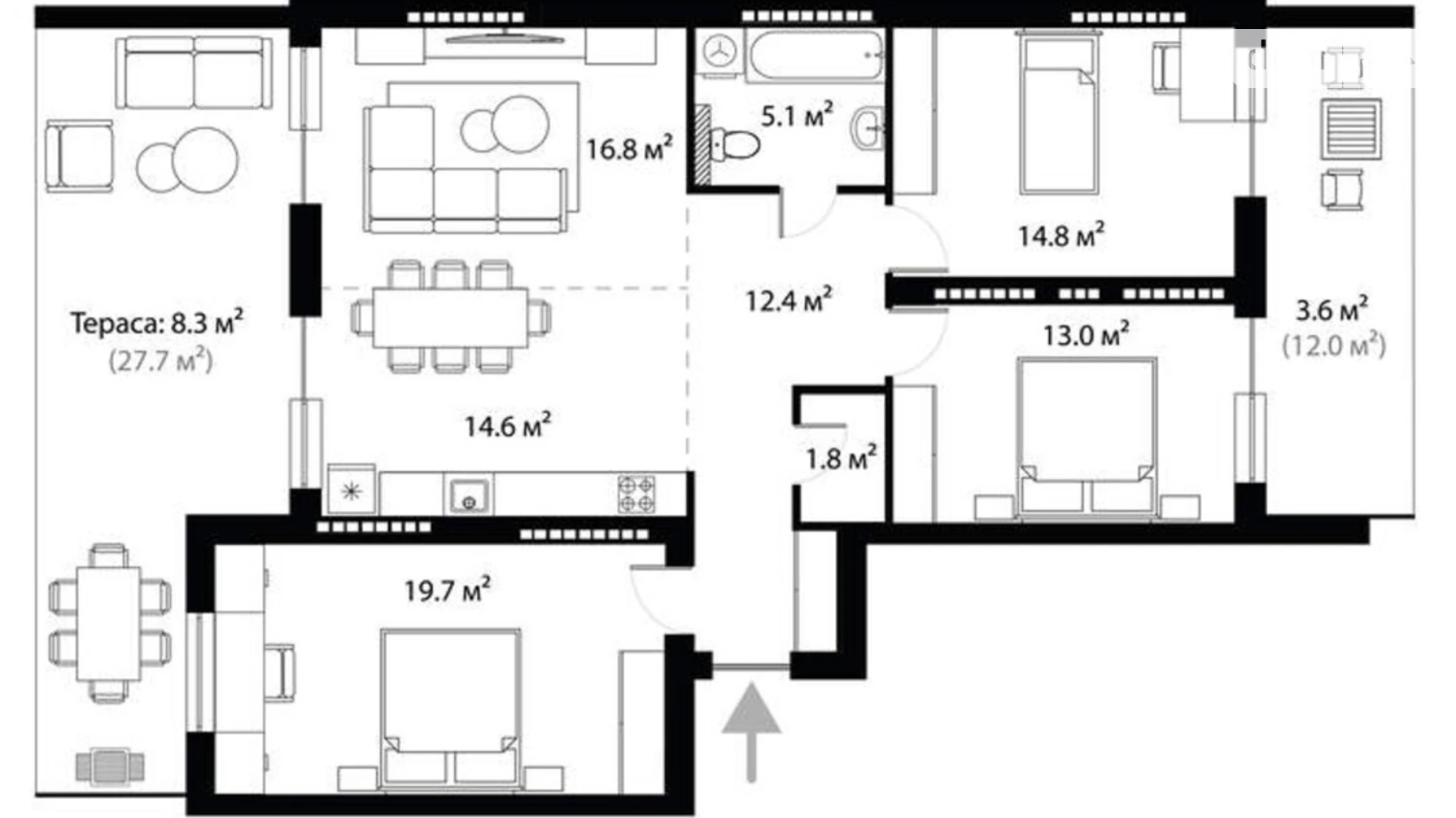 Продается 3-комнатная квартира 110.1 кв. м в, цена: 322593 $ - фото 2
