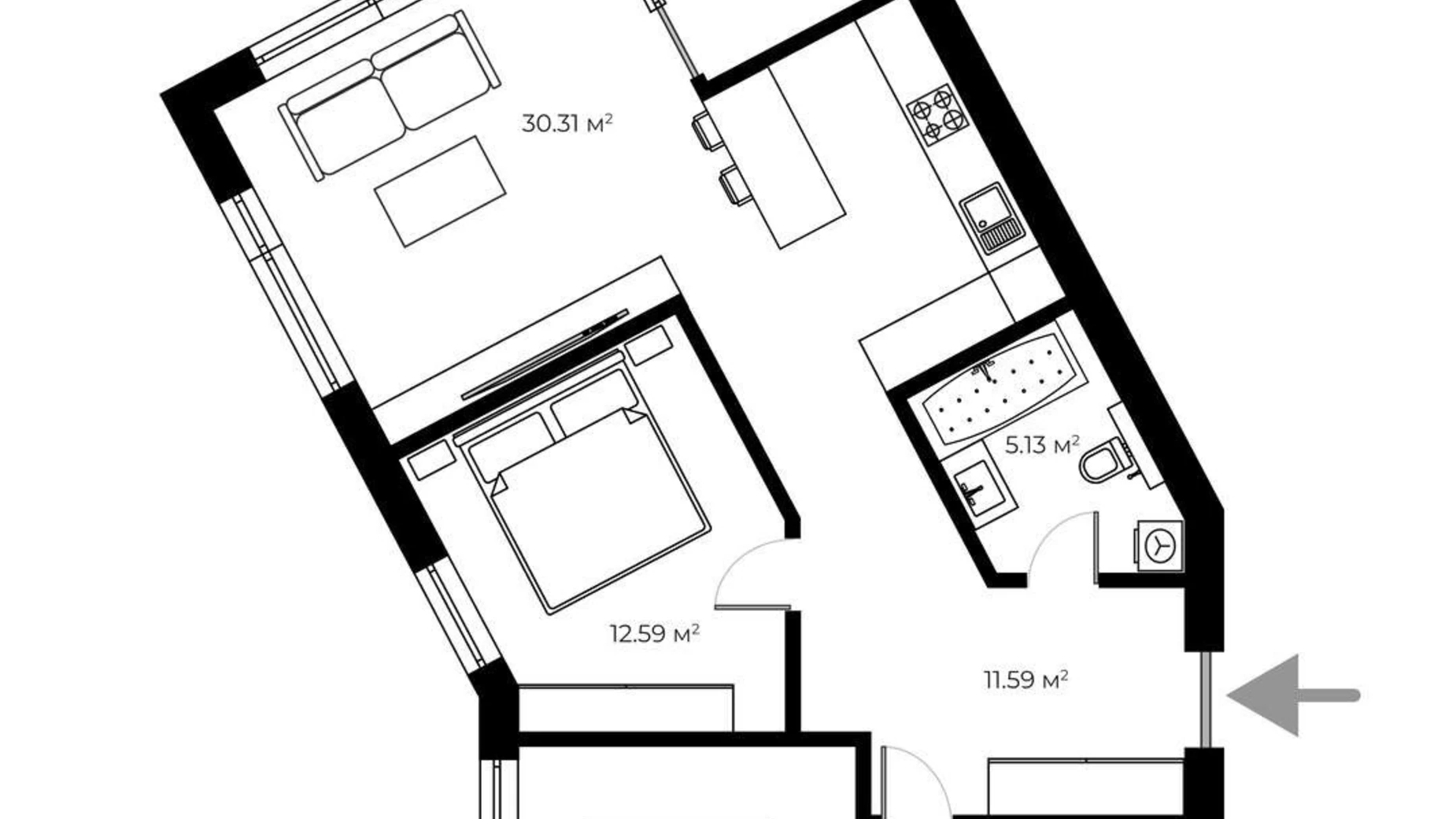 Продається 2-кімнатна квартира 81.2 кв. м у Ужгороді, вул. Мальовнича, 8 - фото 2