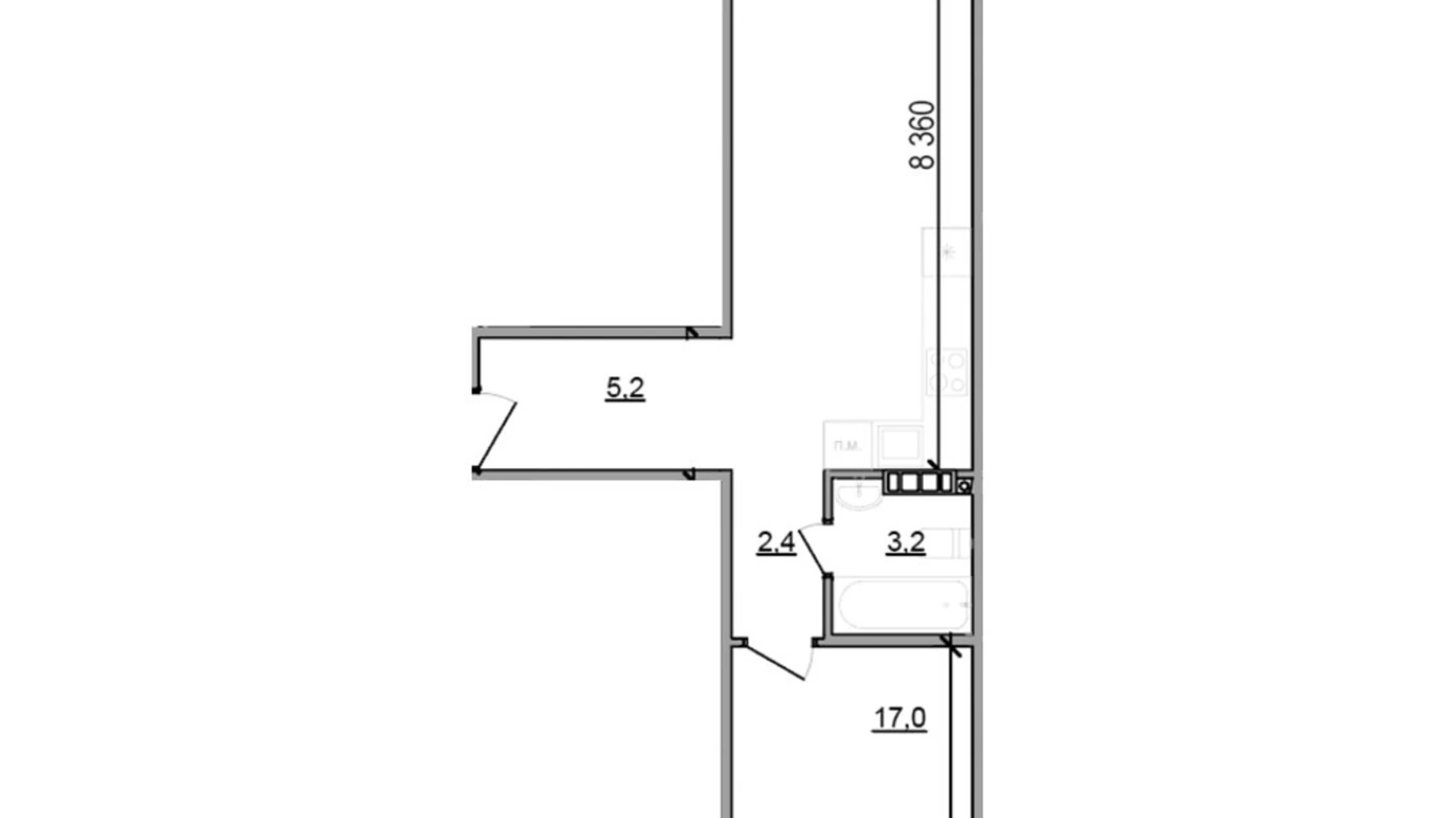 Продается 1-комнатная квартира 53.5 кв. м в Басовке, Кольцевая дор. - фото 2
