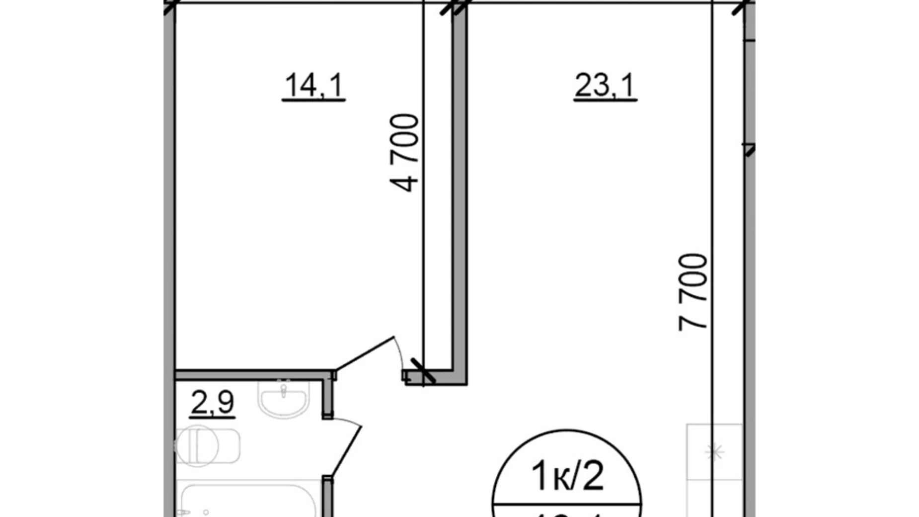 Продается 1-комнатная квартира 46.1 кв. м в Басовке, Кольцевая дор. - фото 2