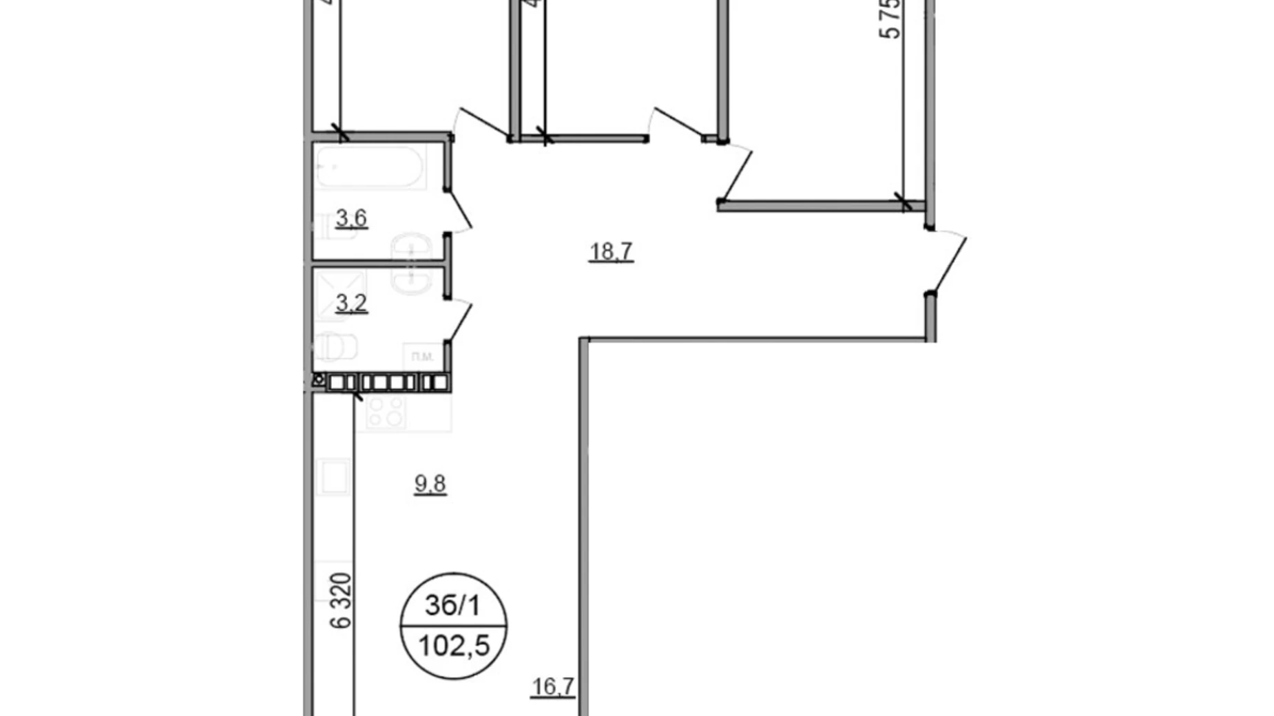 Продается 3-комнатная квартира 102.5 кв. м в Басовке, Кольцевая дор. - фото 2