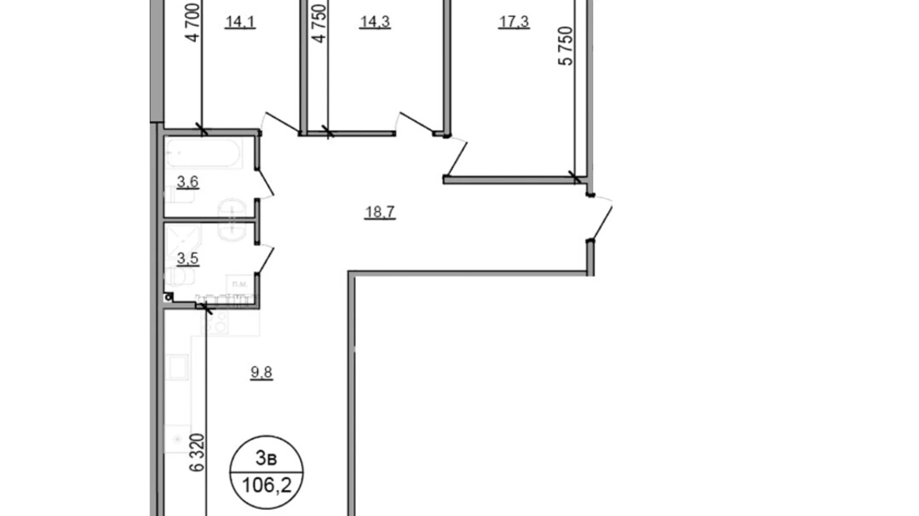 Продается 3-комнатная квартира 106.2 кв. м в Басовке, Кольцевая дор. - фото 2
