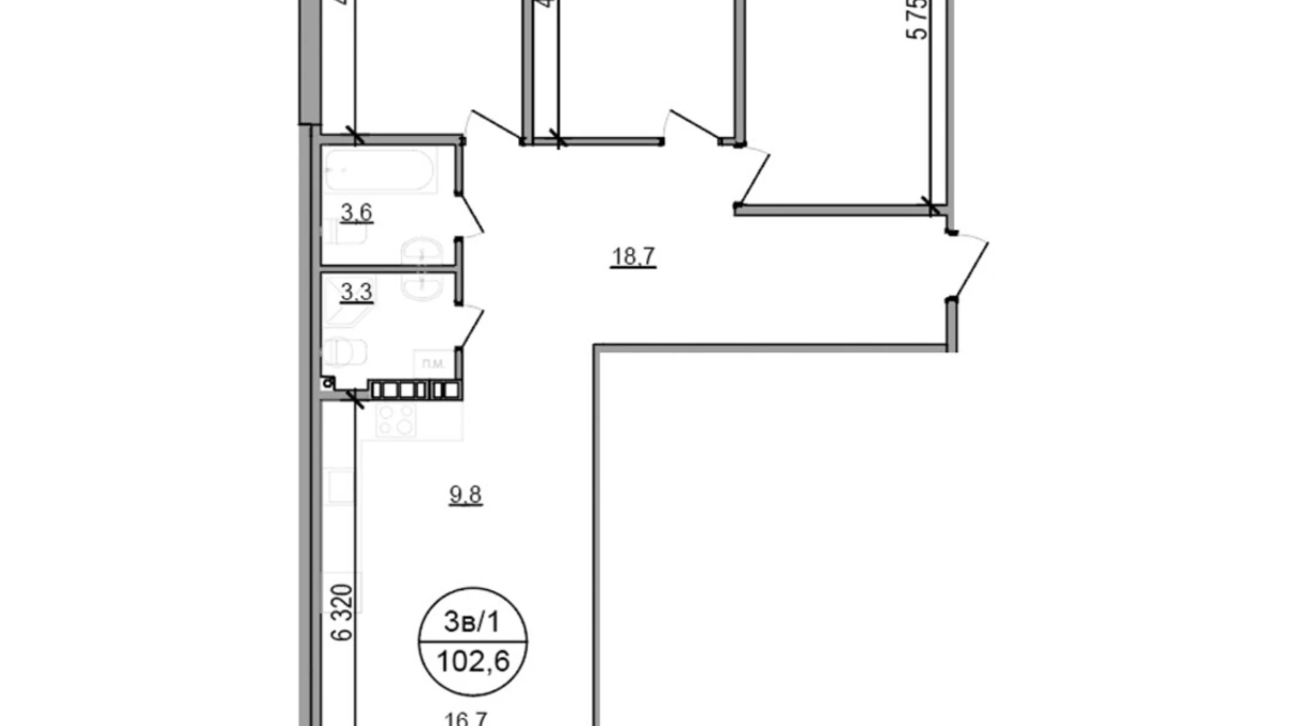 Продается 3-комнатная квартира 102.6 кв. м в Басовке, Кольцевая дор. - фото 2
