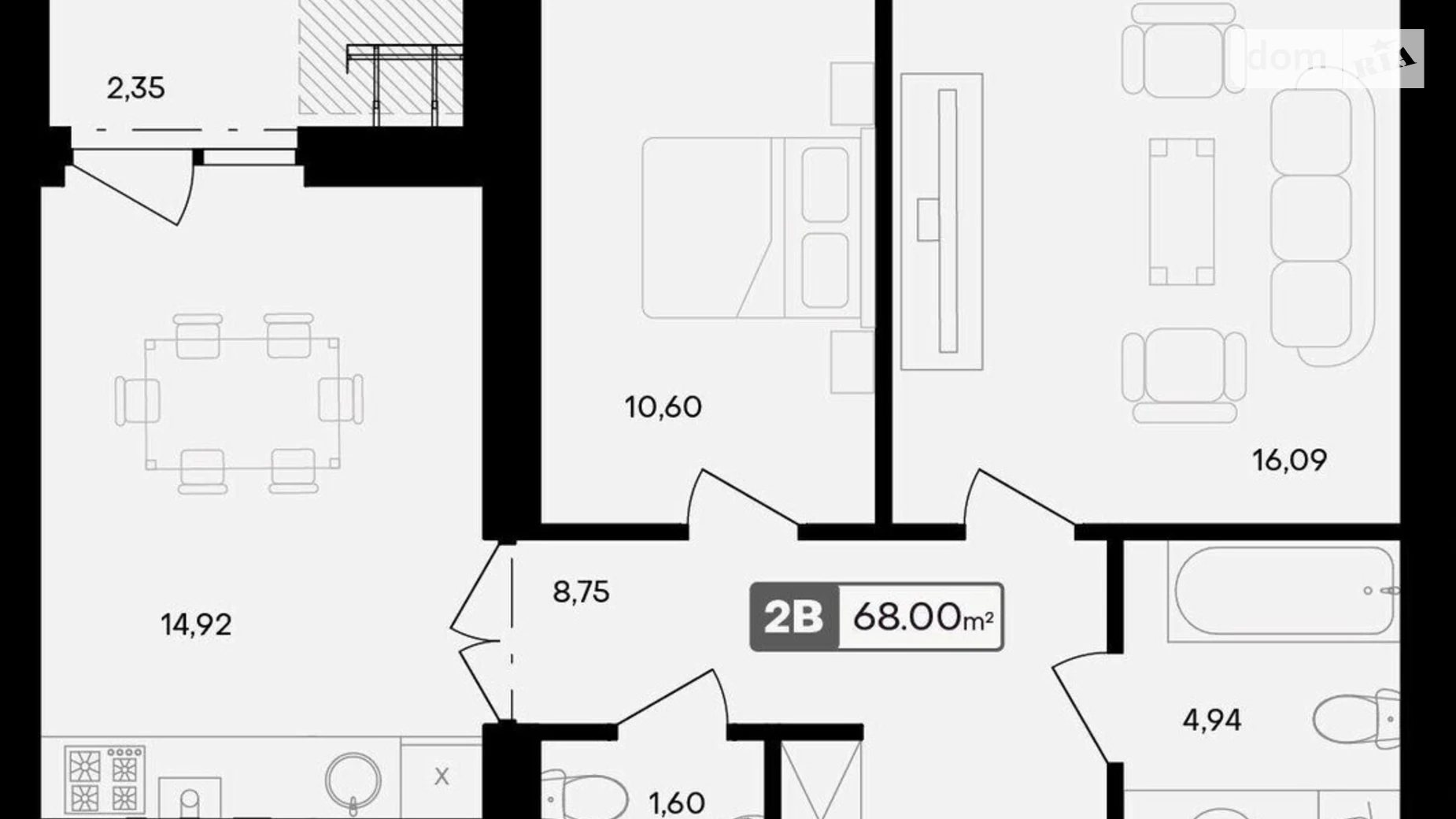 Продается 2-комнатная квартира 68 кв. м в Черкассах, цена: 65280 $ - фото 2