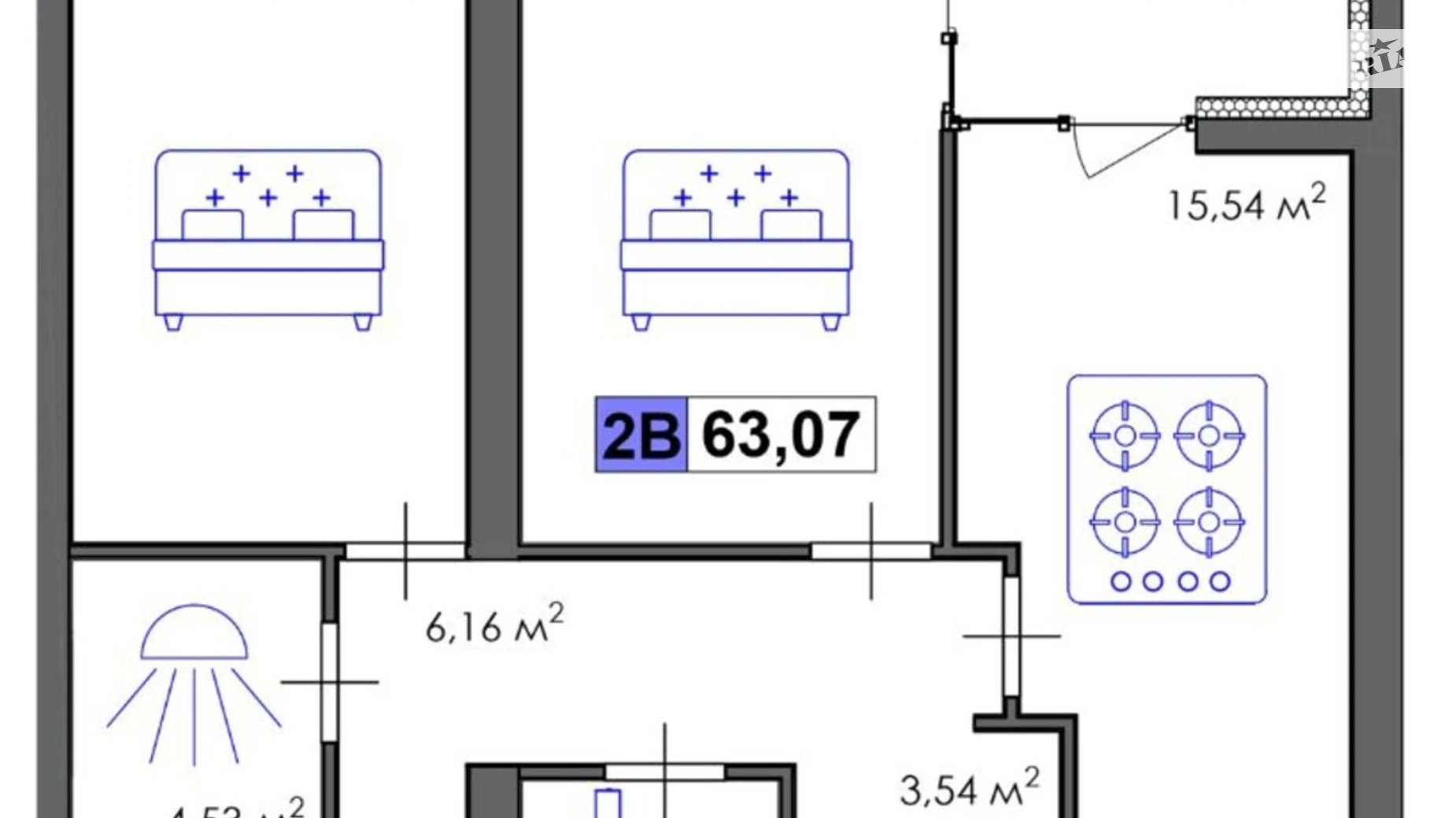 Продається 2-кімнатна квартира 63.07 кв. м у Черкасах, вул. Героїв Дніпра - фото 2