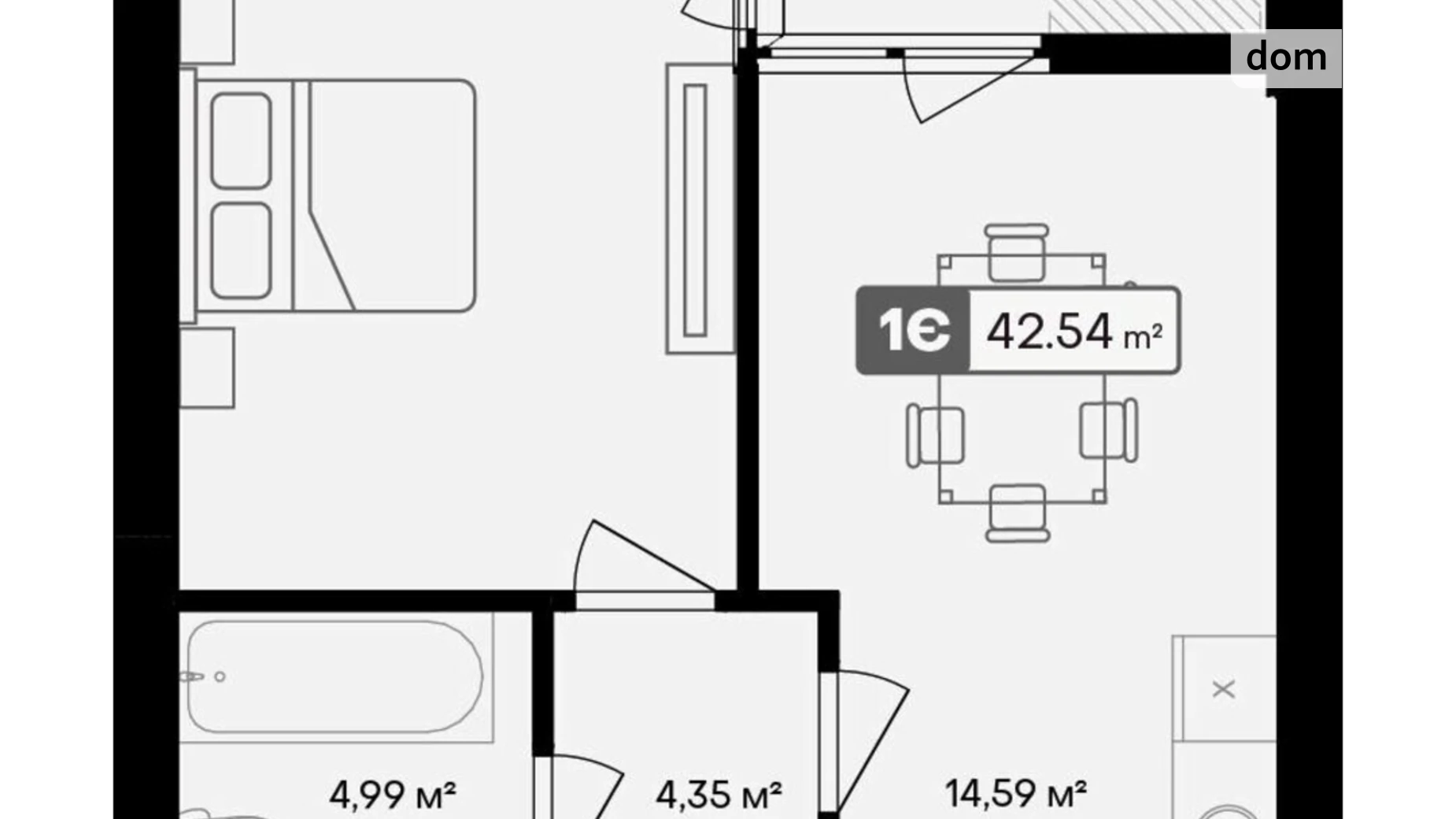 Продается 1-комнатная квартира 42.54 кв. м в Черкассах, цена: 40413 $ - фото 2