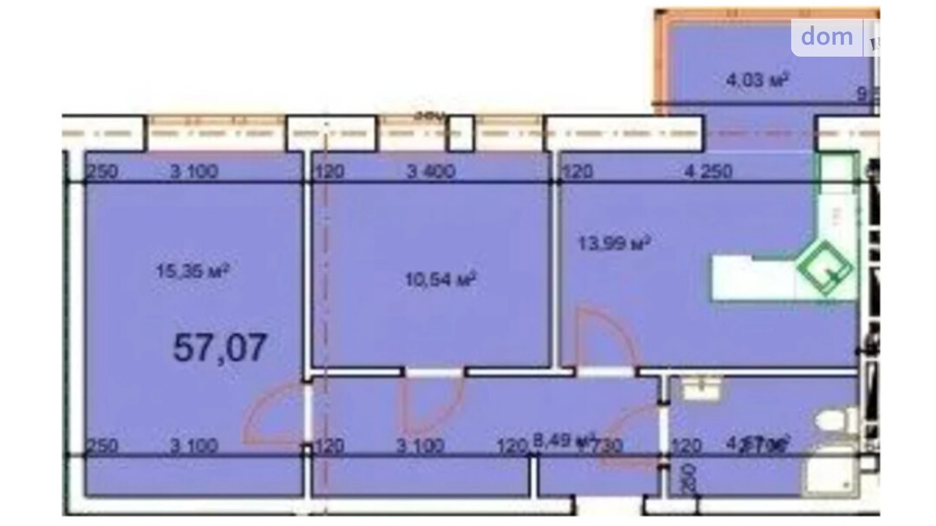 Продается 2-комнатная квартира 57.07 кв. м в Калуше, ул. Малицкой - фото 2