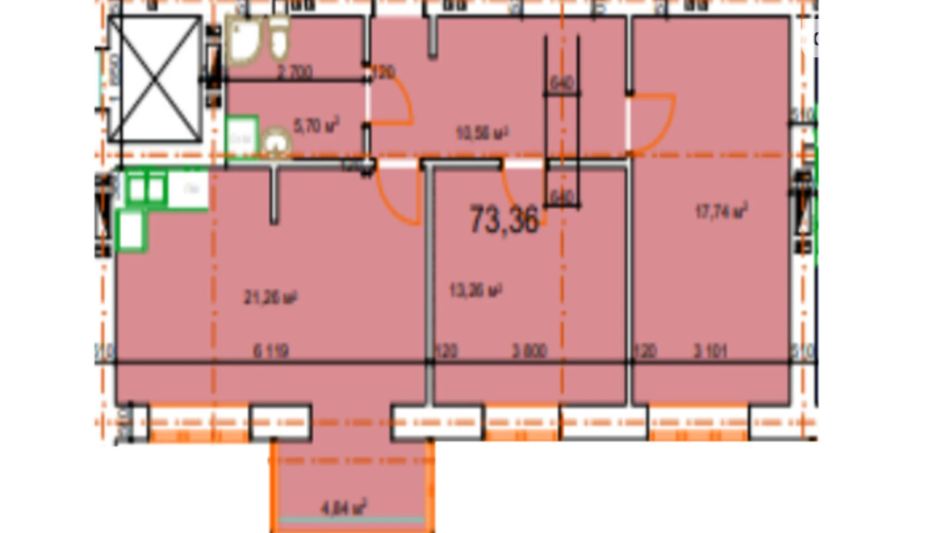 Продается 2-комнатная квартира 73.36 кв. м в Калуше, ул. Малицкой - фото 2