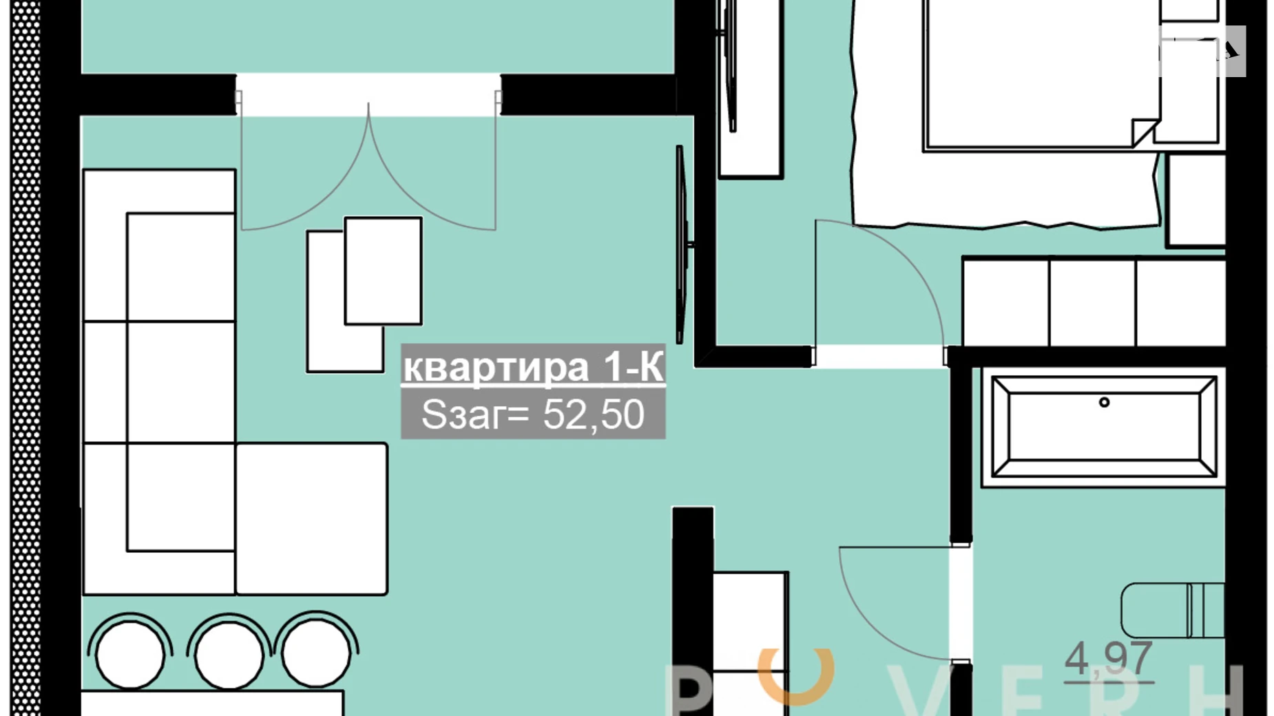 Продается 1-комнатная квартира 54.1 кв. м в Ивано-Франковске, ул. Вовчинецька, 55 - фото 4
