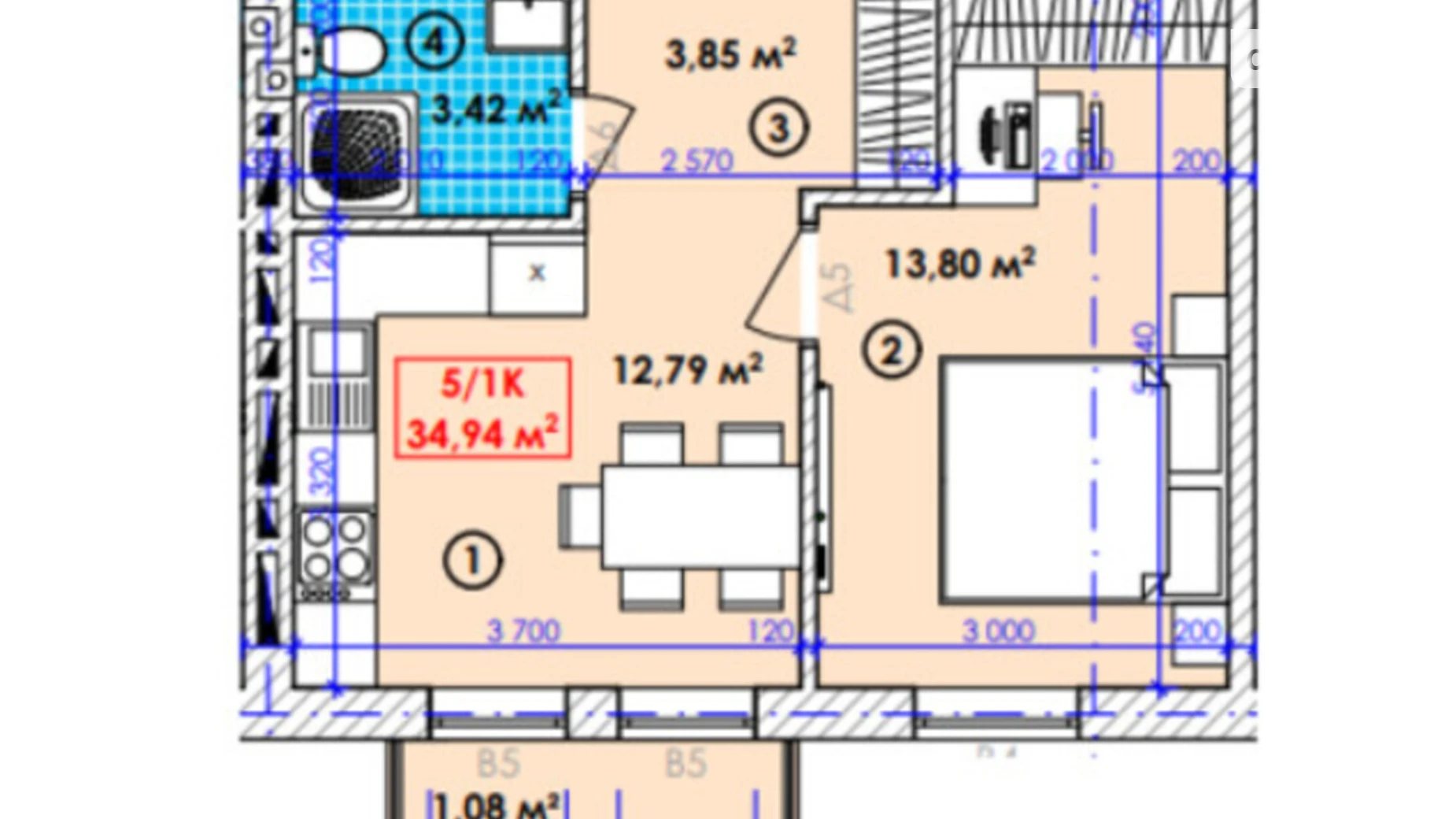 Продается 1-комнатная квартира 34.94 кв. м в Богородчанах, ул. Молодежная, 1 - фото 2
