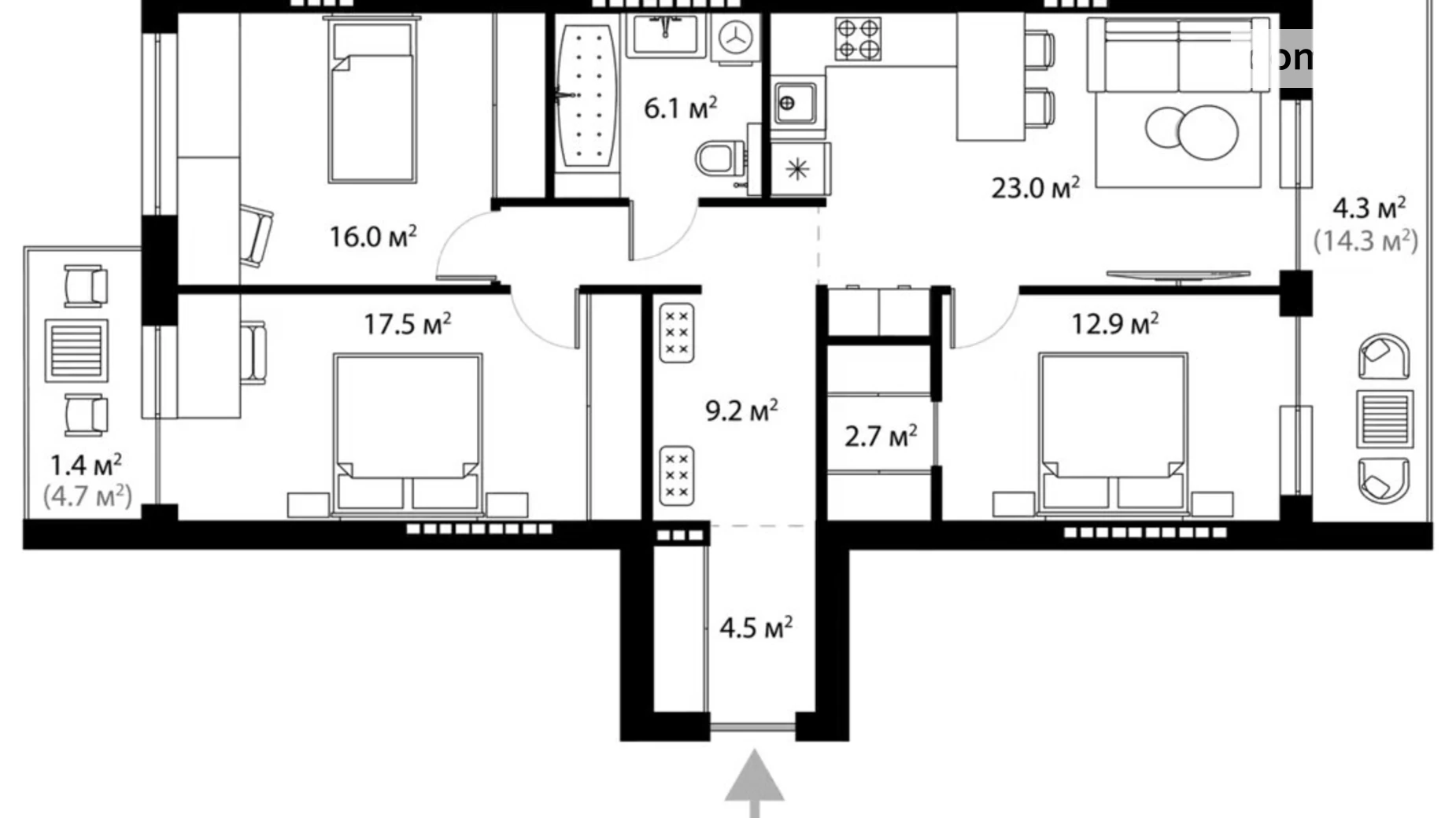 Продается 3-комнатная квартира 97.6 кв. м в Ужгороде, цена: 273280 $ - фото 2