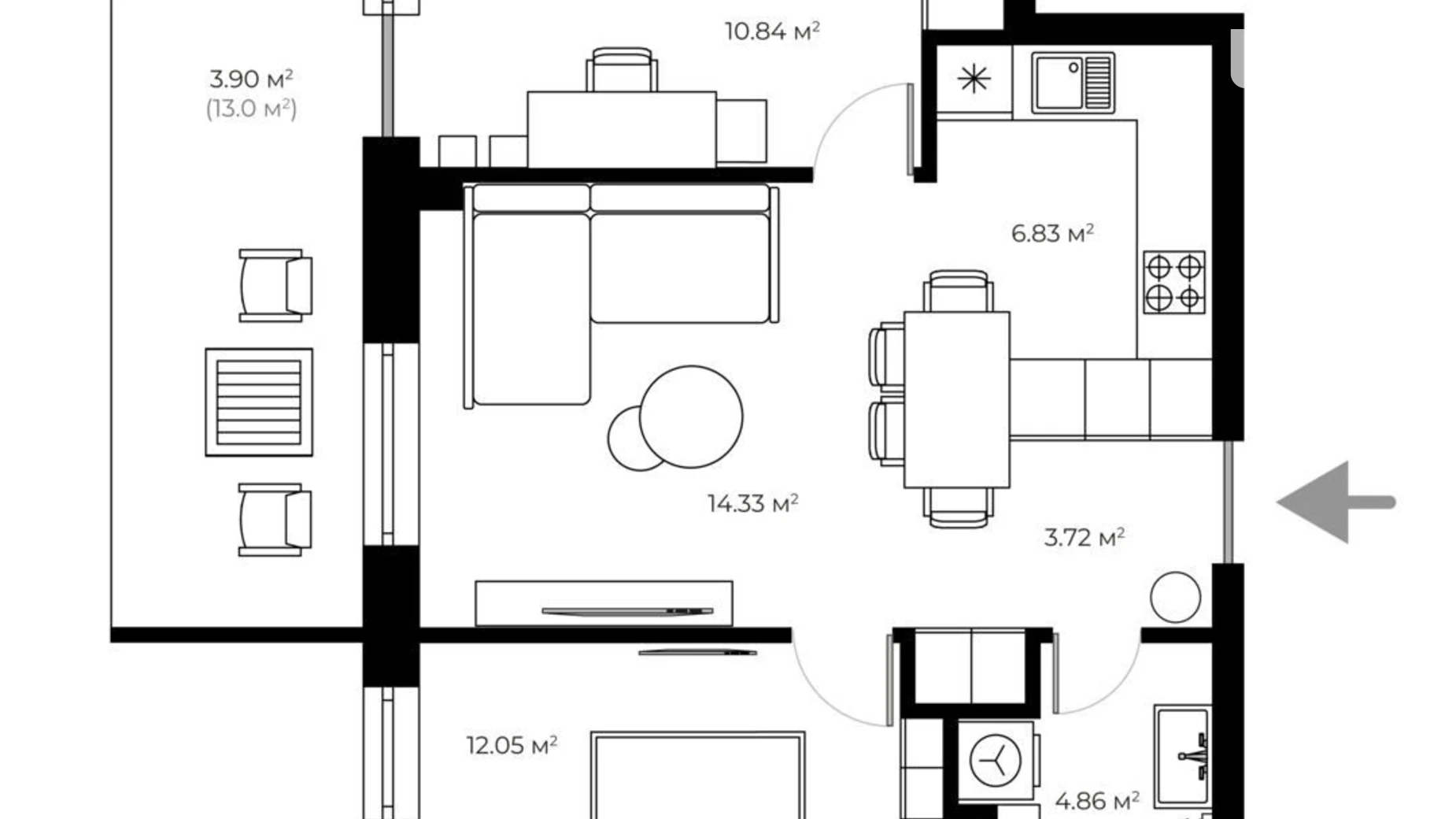 Продается 2-комнатная квартира 55.9 кв. м в, цена: 165366 $ - фото 2
