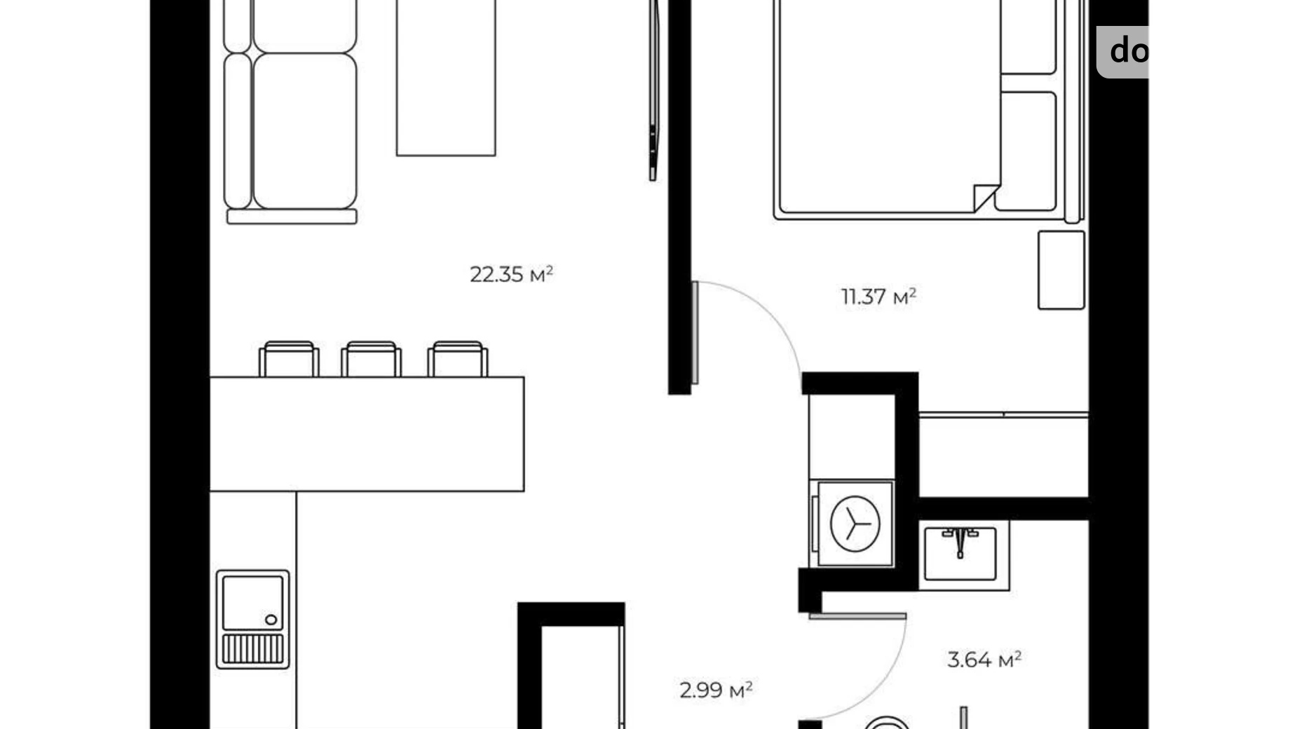 Продається 1-кімнатна квартира 40.4 кв. м у Ужгороді, вул. Мальовнича, 8 - фото 2