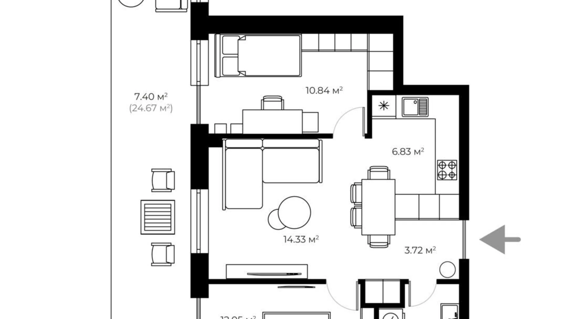 Продается 2-комнатная квартира 60.5 кв. м в, цена: 175450 $ - фото 2