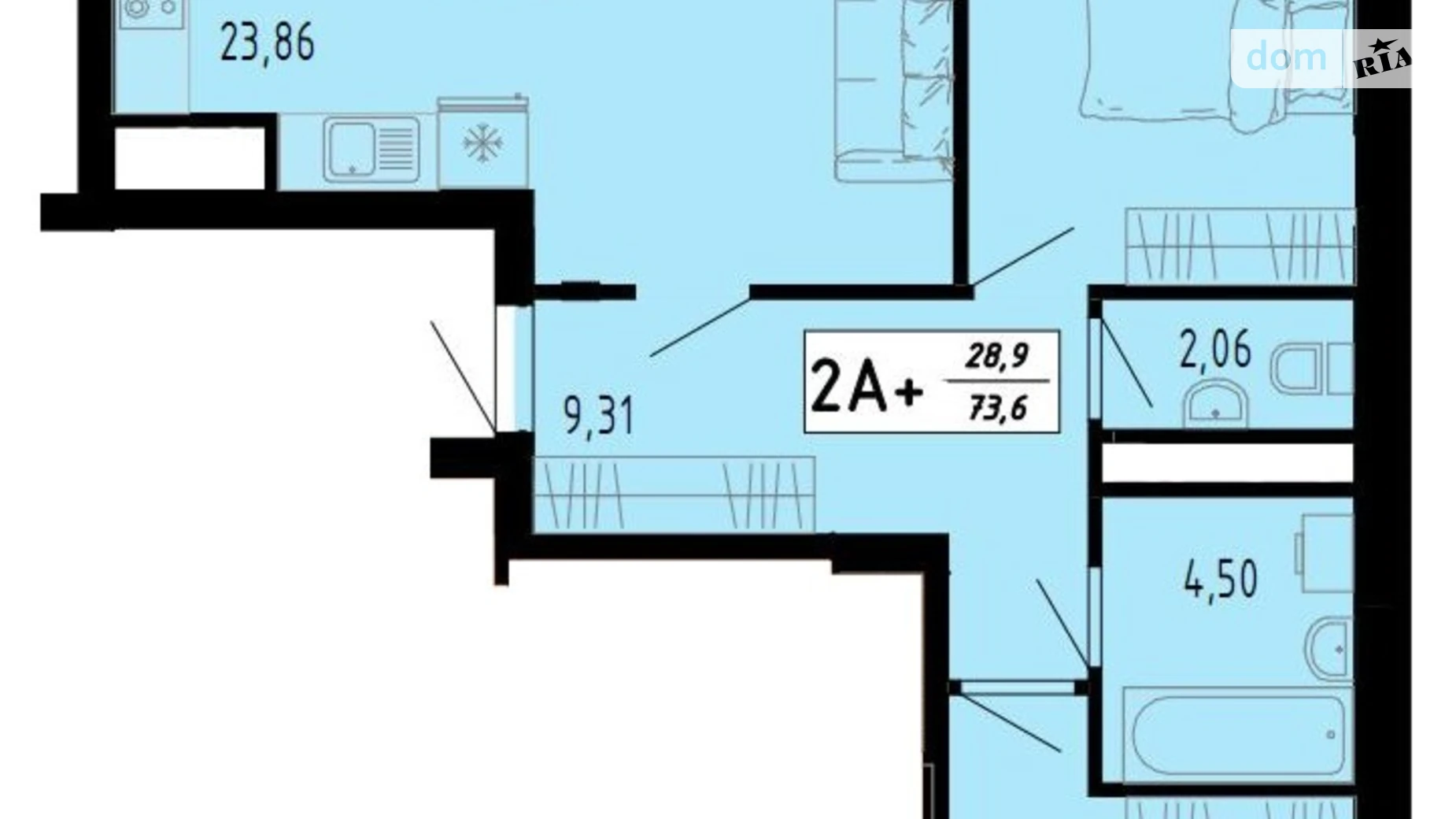 2-комнатная квартира 73.6 кв. м в Тернополе, ул. Петра Батьковского(Бригадная) - фото 3