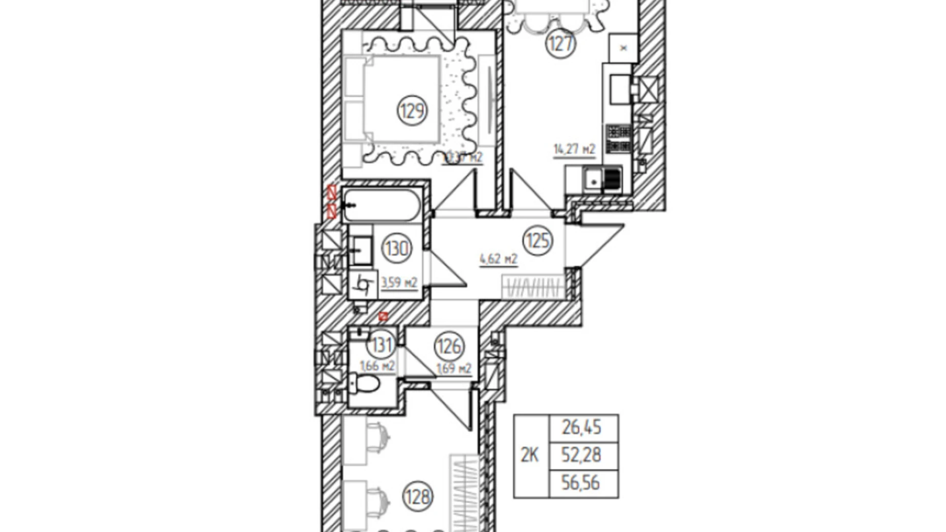 Продается 2-комнатная квартира 56.56 кв. м в Ровно, ул. Василия Червония(Гагарина) - фото 2