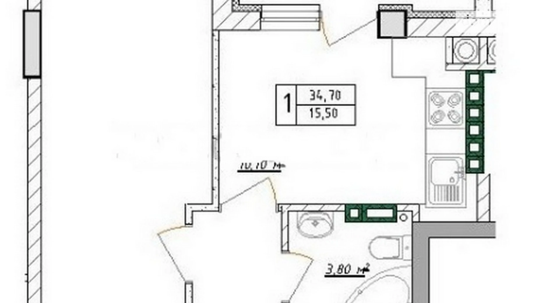 Продається 1-кімнатна квартира 34.7 кв. м у Одесі, пров. Маланова, 3 - фото 2