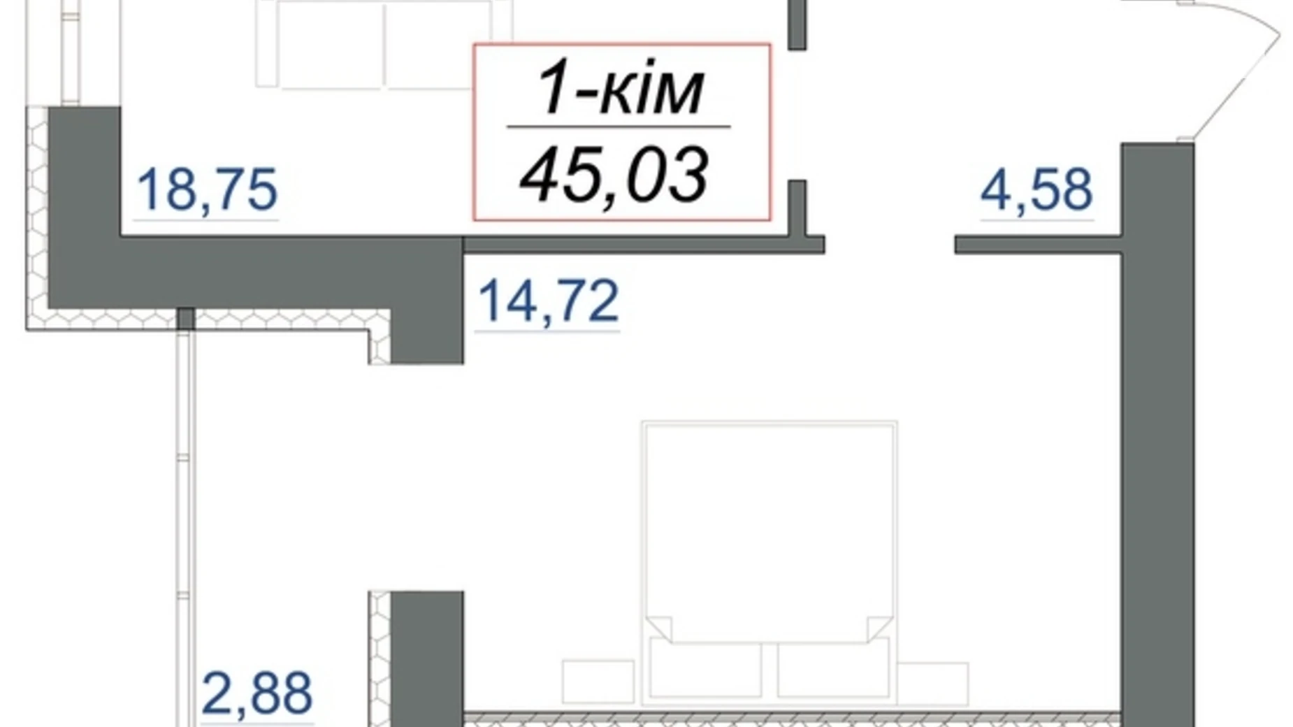 Продається 1-кімнатна квартира 45.03 кв. м у Івано-Франківську, вул. Симоненка Василя, 23 - фото 4