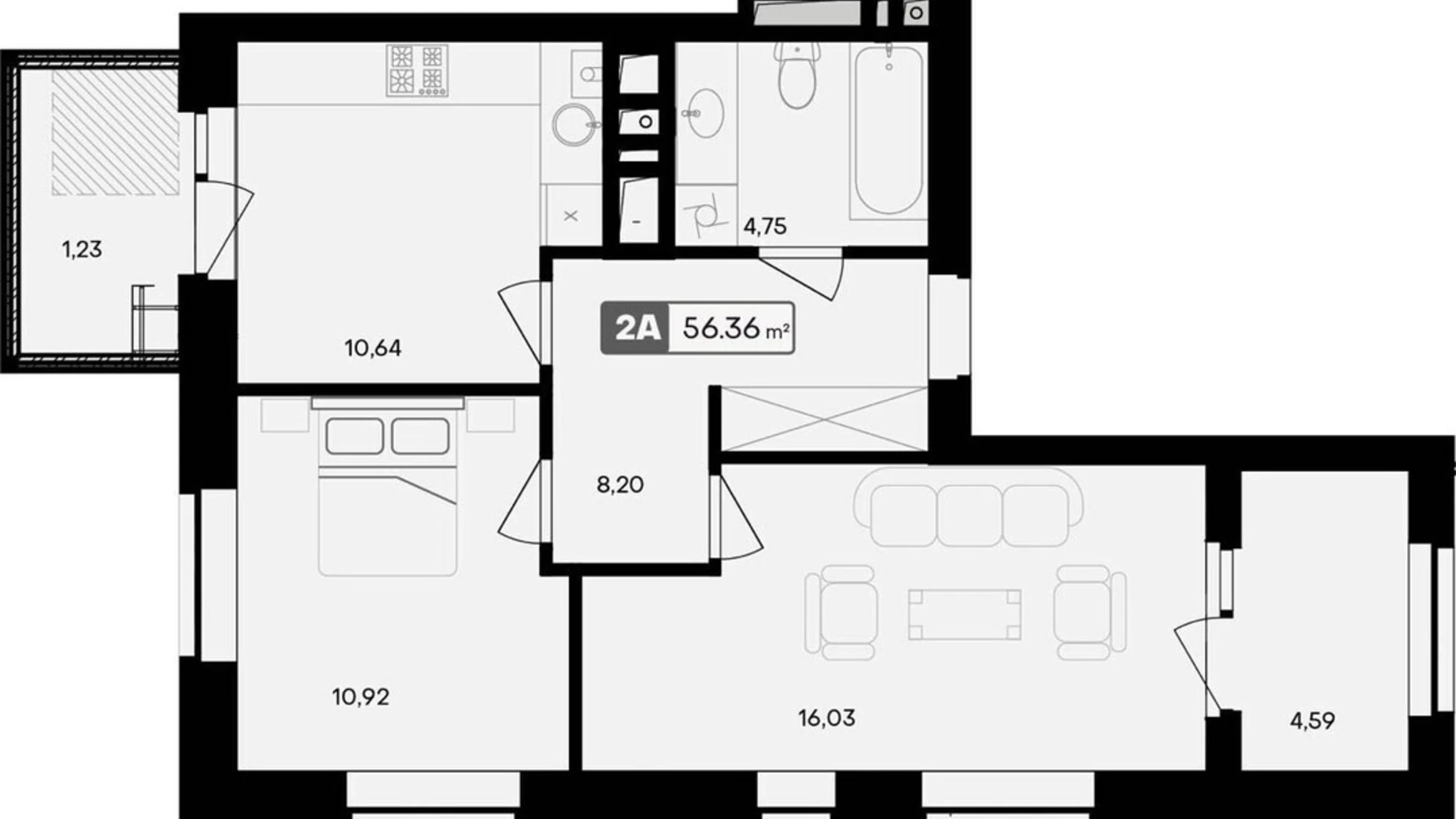 Продається 2-кімнатна квартира 56.36 кв. м у Черкасах - фото 2