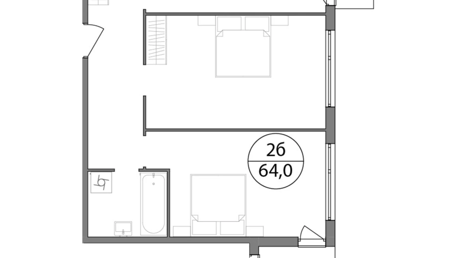 Продается 2-комнатная квартира 64 кв. м в Брюховичах, ул. Широкая, 22 - фото 2
