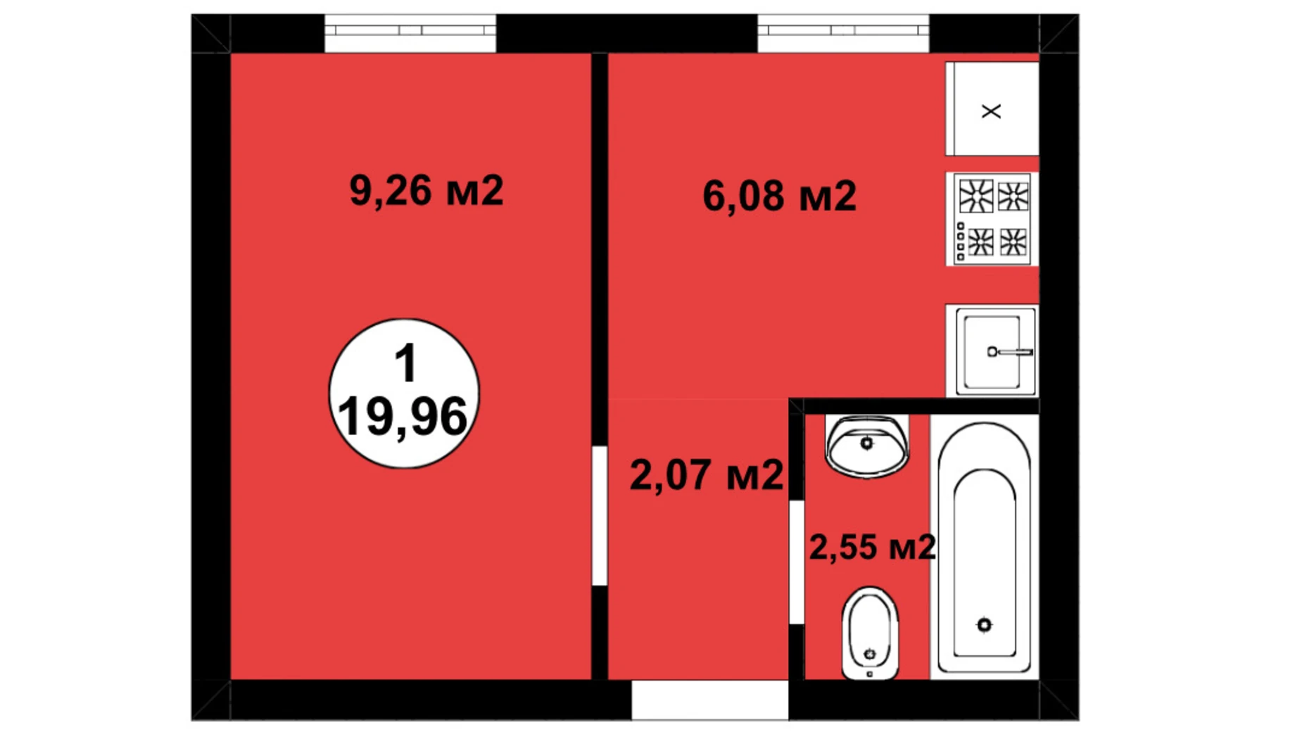 Продается 1-комнатная квартира 20 кв. м в Боярке, пер. Сосновый, 9 - фото 2