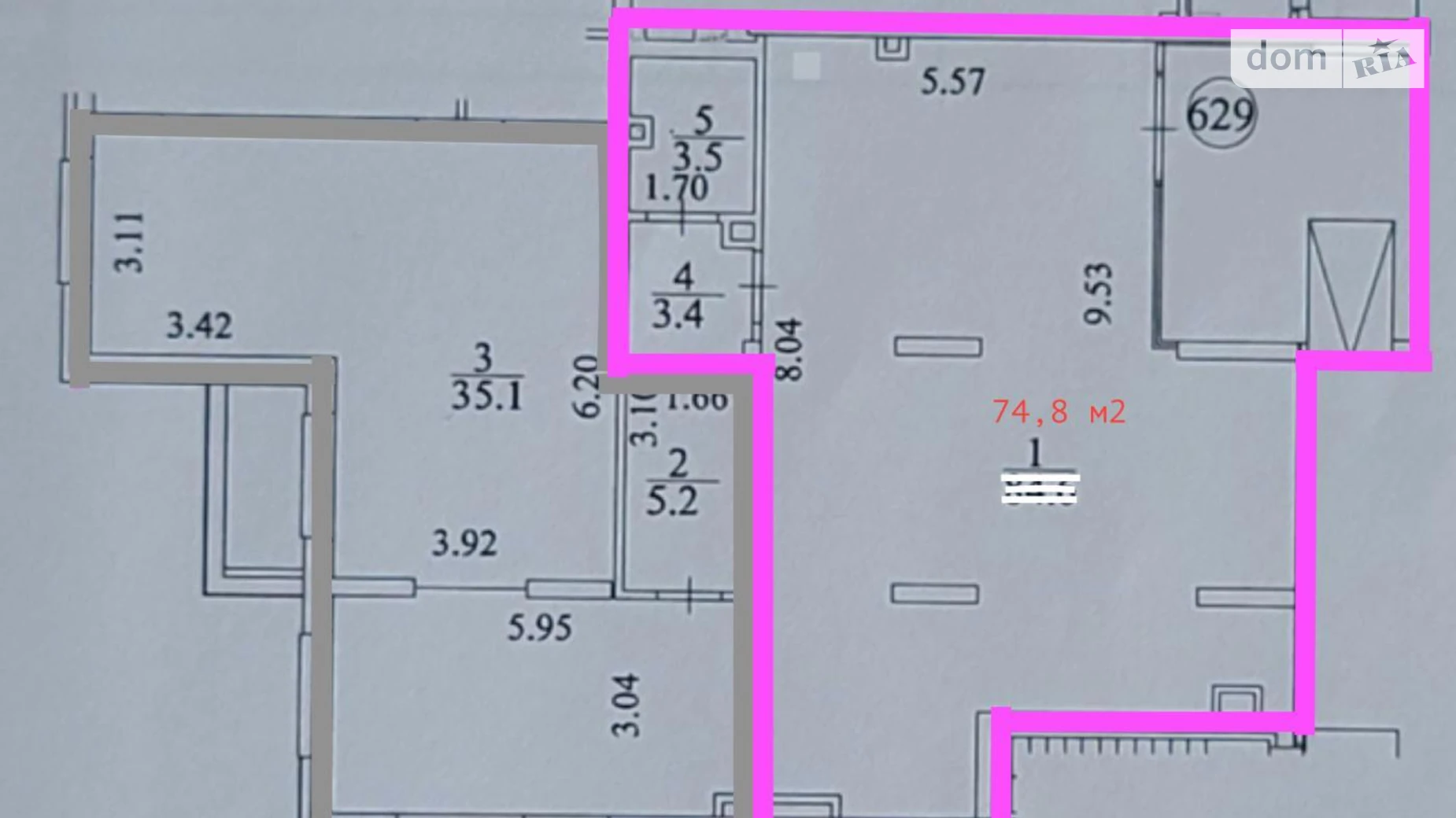 Сдается в аренду помещения свободного назначения 74.8 кв. м в 23-этажном здании, цена: 1200 $ - фото 3
