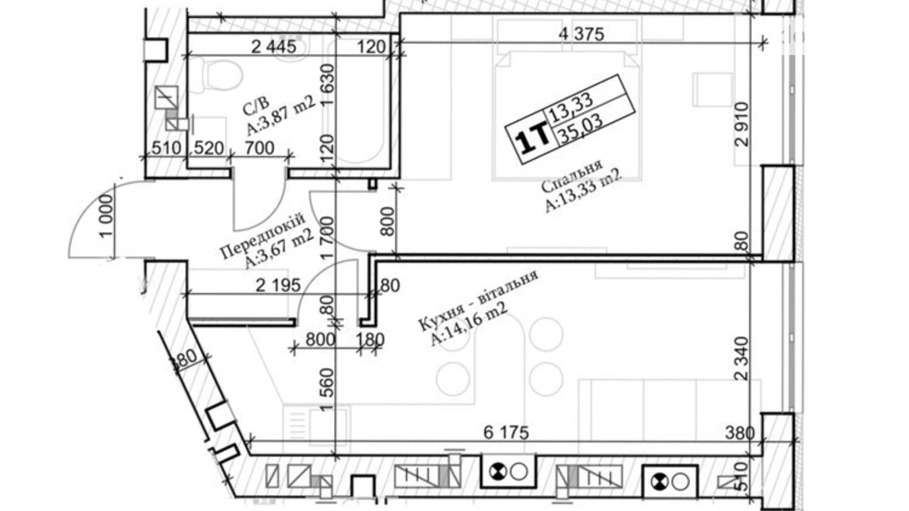 Продається 1-кімнатна квартира 35.5 кв. м у Ірпені, вул. Лисенка, 21 - фото 3