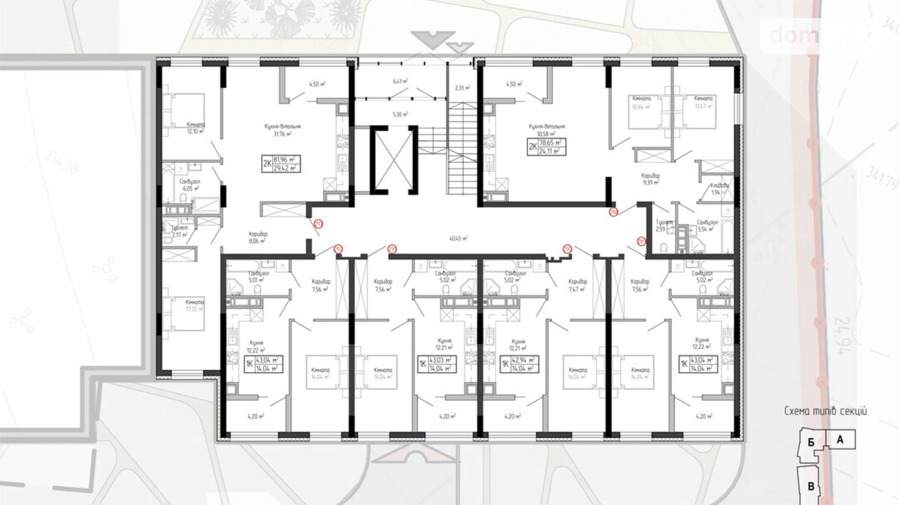 1-комнатная квартира 43.03 кв. м в Тернополе, цена: 33505 $ - фото 2
