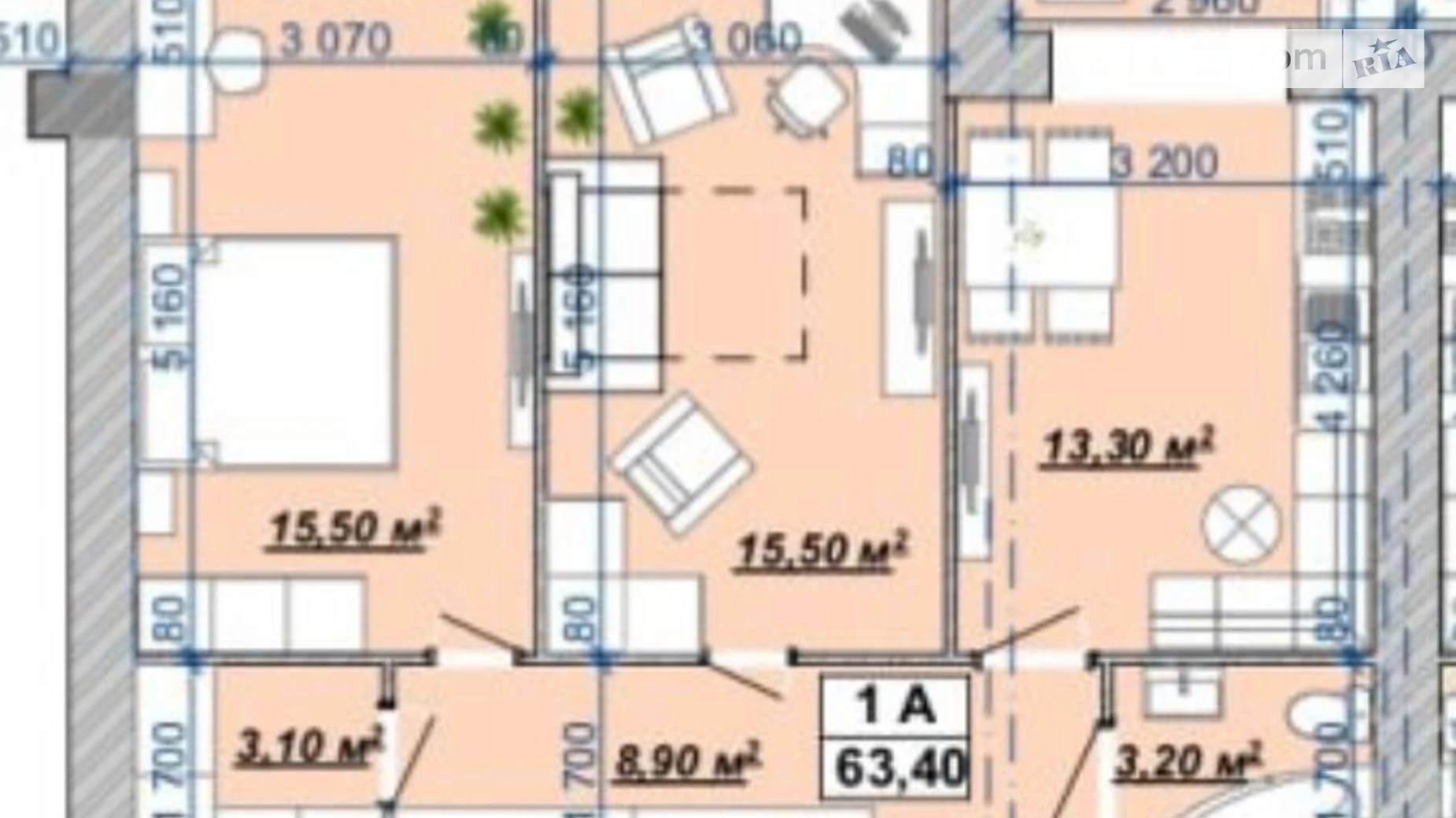 Продается 2-комнатная квартира 63.4 кв. м в Ивано-Франковске, ул. Княгинин, 44 - фото 2