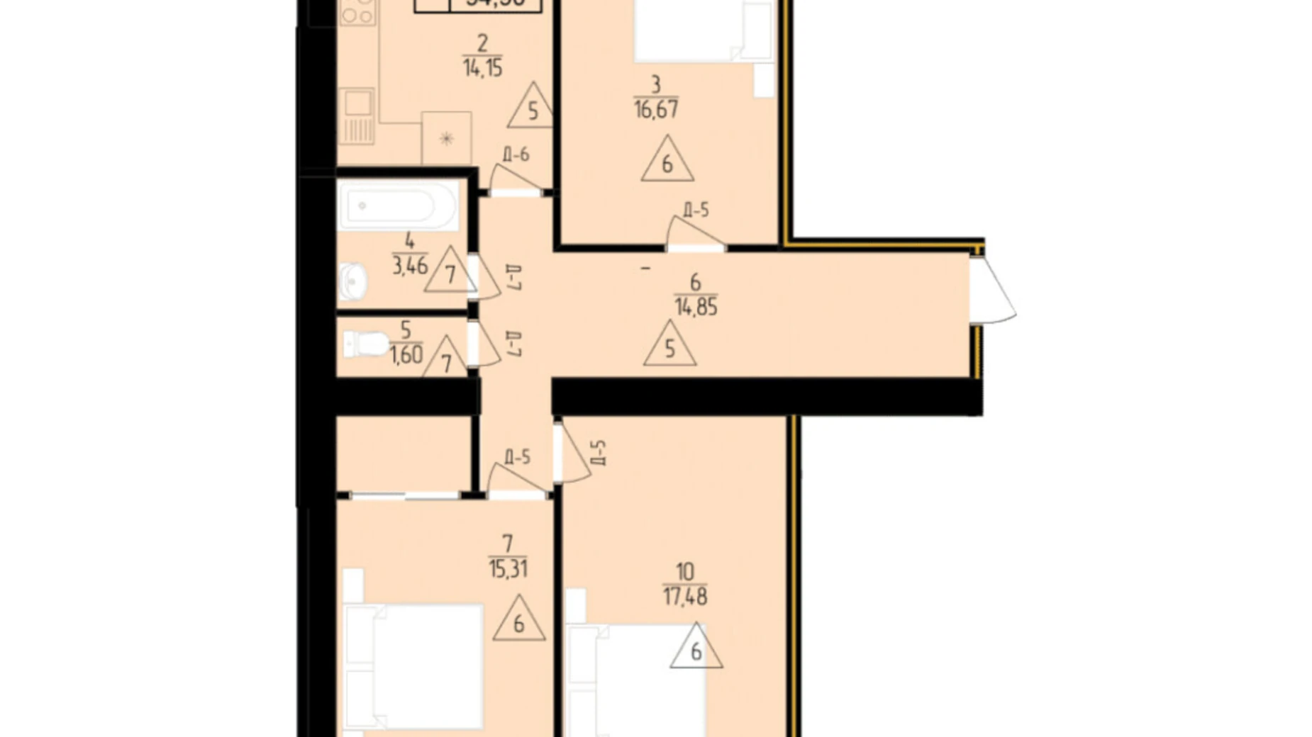 Продается 3-комнатная квартира 94.9 кв. м в Мукачеве, цена: 90155 $ - фото 2