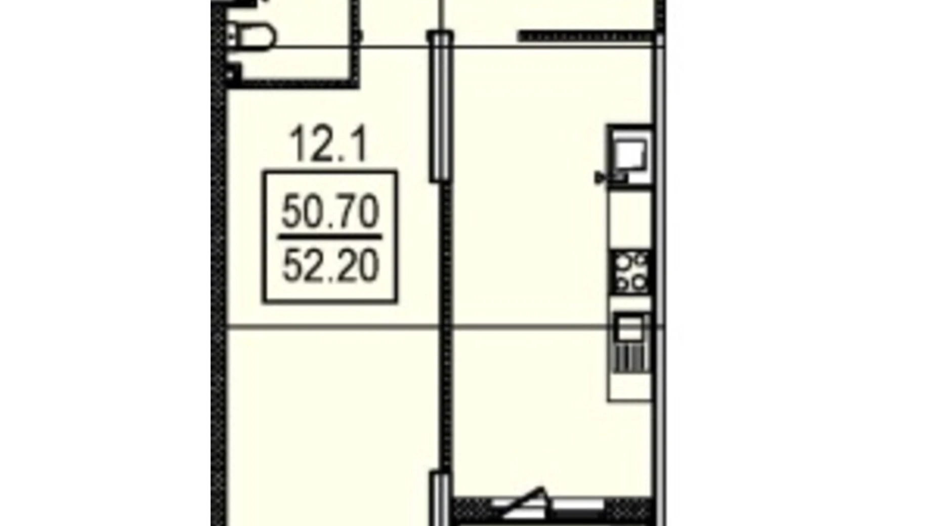 Продается 1-комнатная квартира 52.2 кв. м в Одессе, ул. Дача Ковалевского, 5 - фото 2