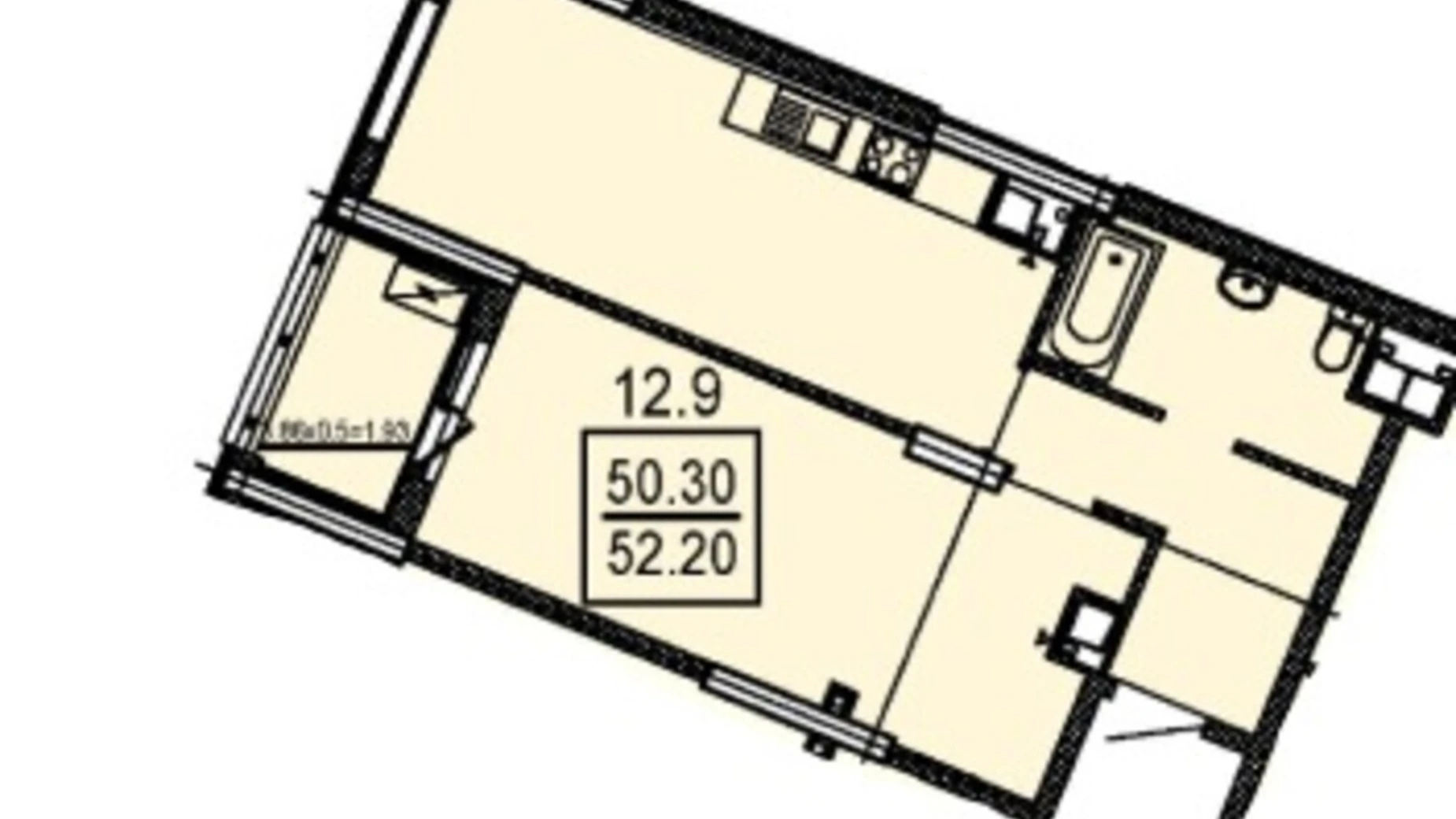 Продается 1-комнатная квартира 52.2 кв. м в Одессе, ул. Дача Ковалевского, 5 - фото 2