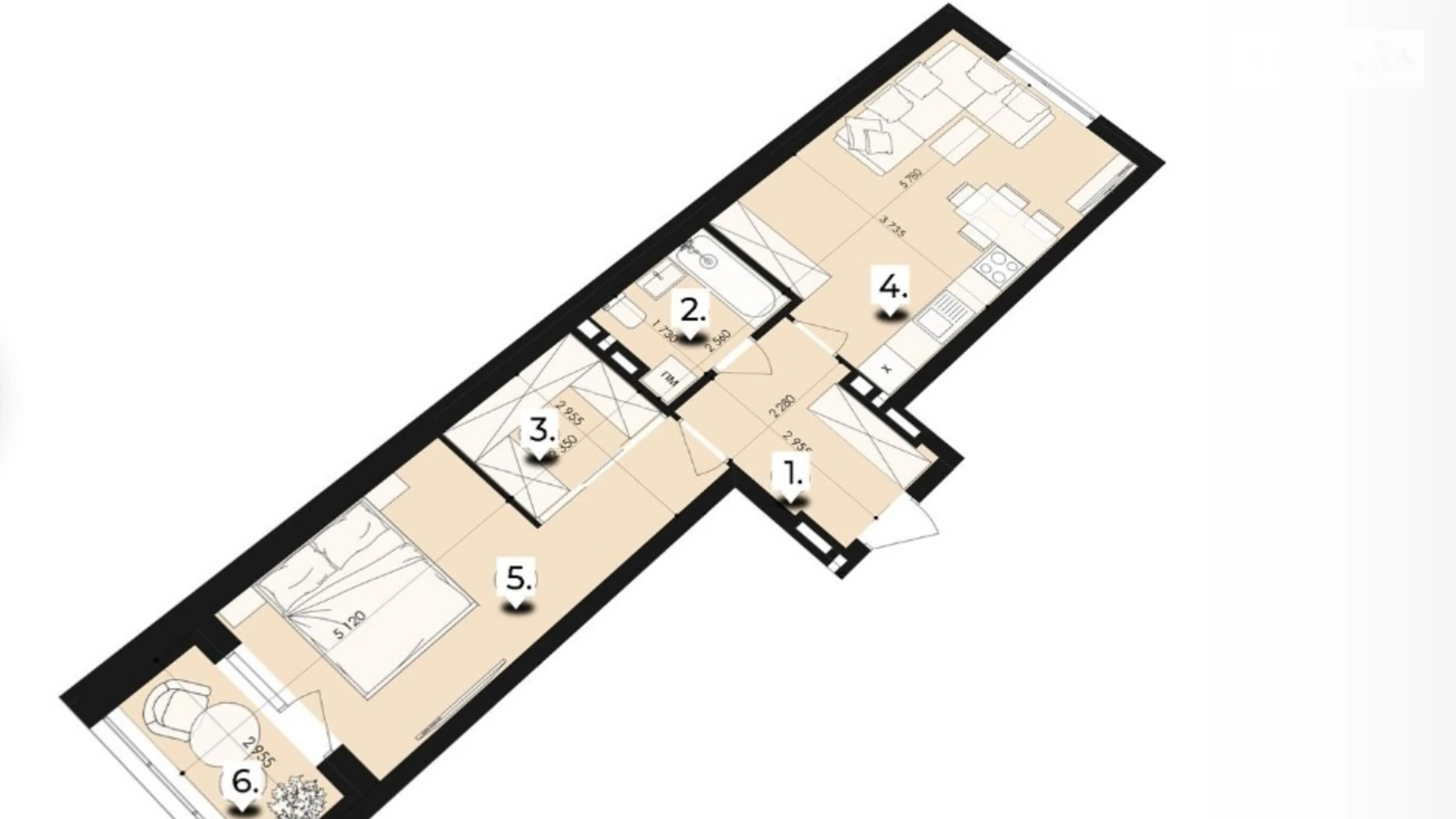 Продается 1-комнатная квартира 51.3 кв. м в Дублянах, ул. Владимира Великого - фото 4