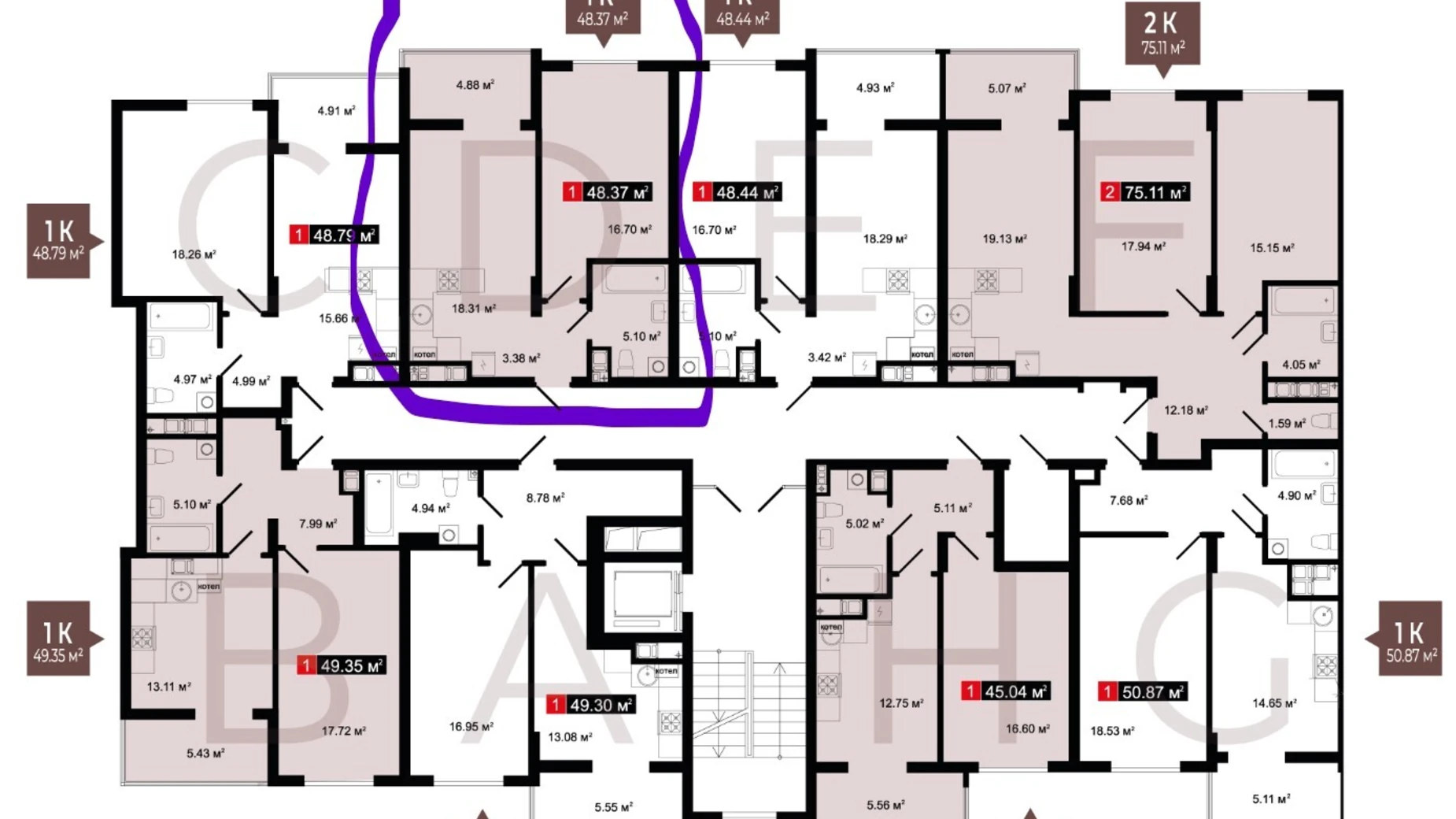 Продается 1-комнатная квартира 48.37 кв. м в Винниках, ул. Винная Гора, 7 - фото 3