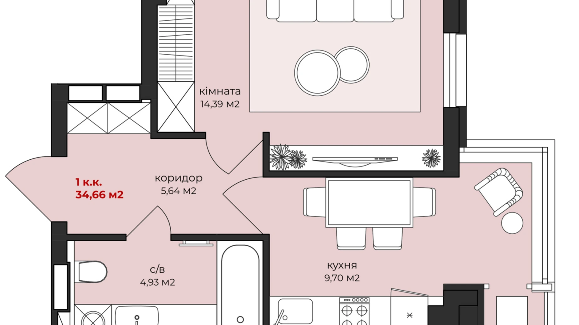 Продается 1-комнатная квартира 34.66 кв. м в Житомире, ул. Михаила Грушевского, 11 - фото 5