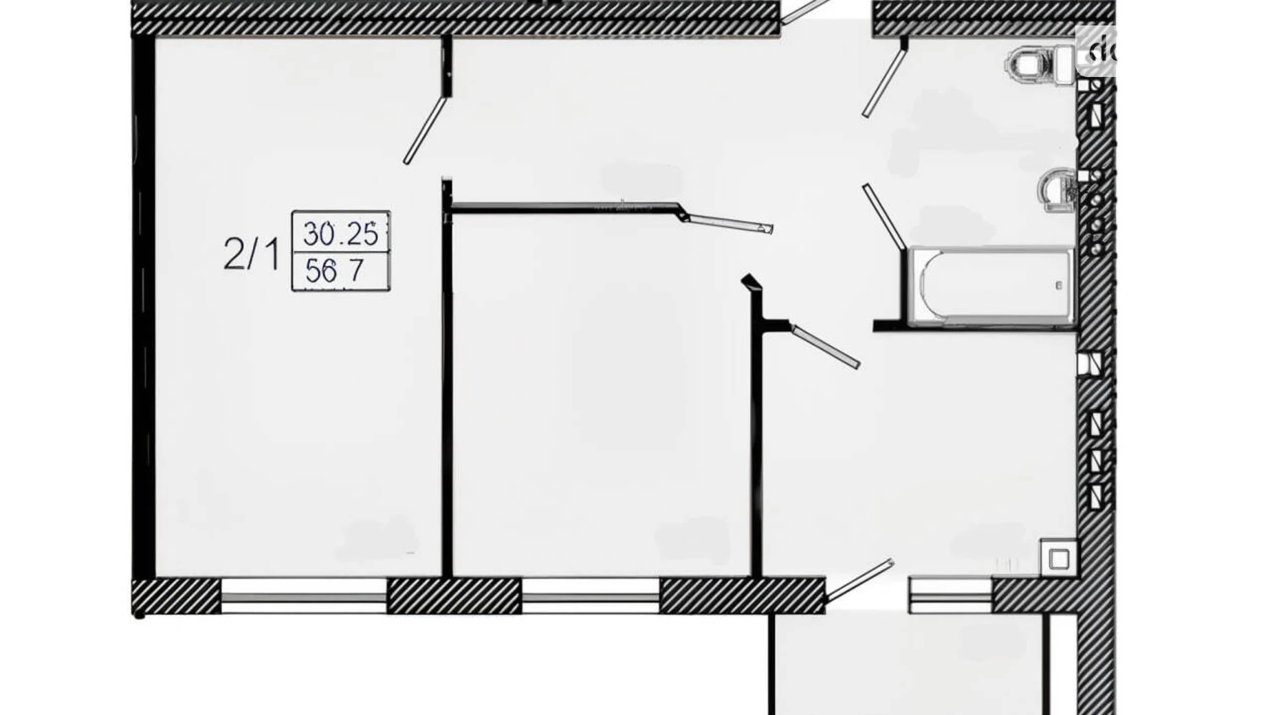 Продается 2-комнатная квартира 57 кв. м в Хмельницком, ул. Северная, 117 - фото 2