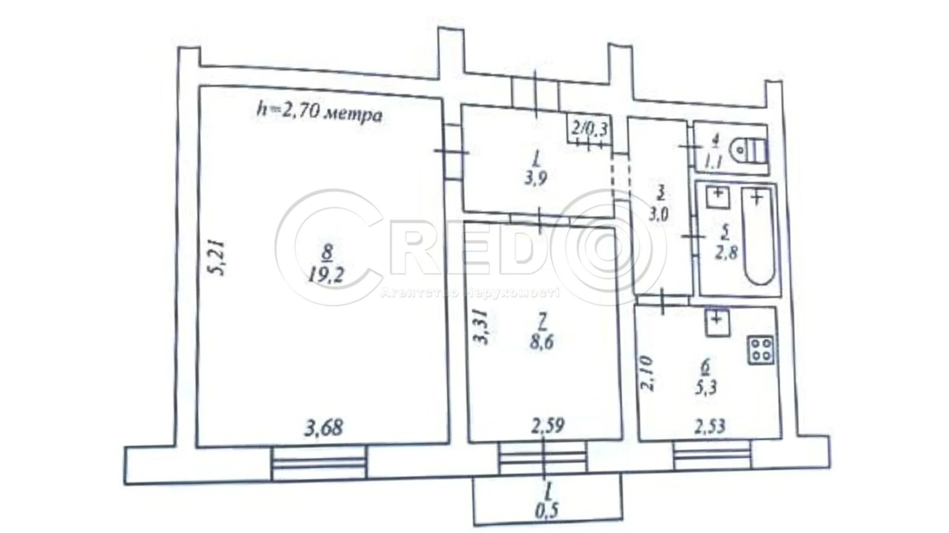 Продается 2-комнатная квартира 44.7 кв. м в Кривом Роге, ул. Рокоссовского, 1 - фото 5