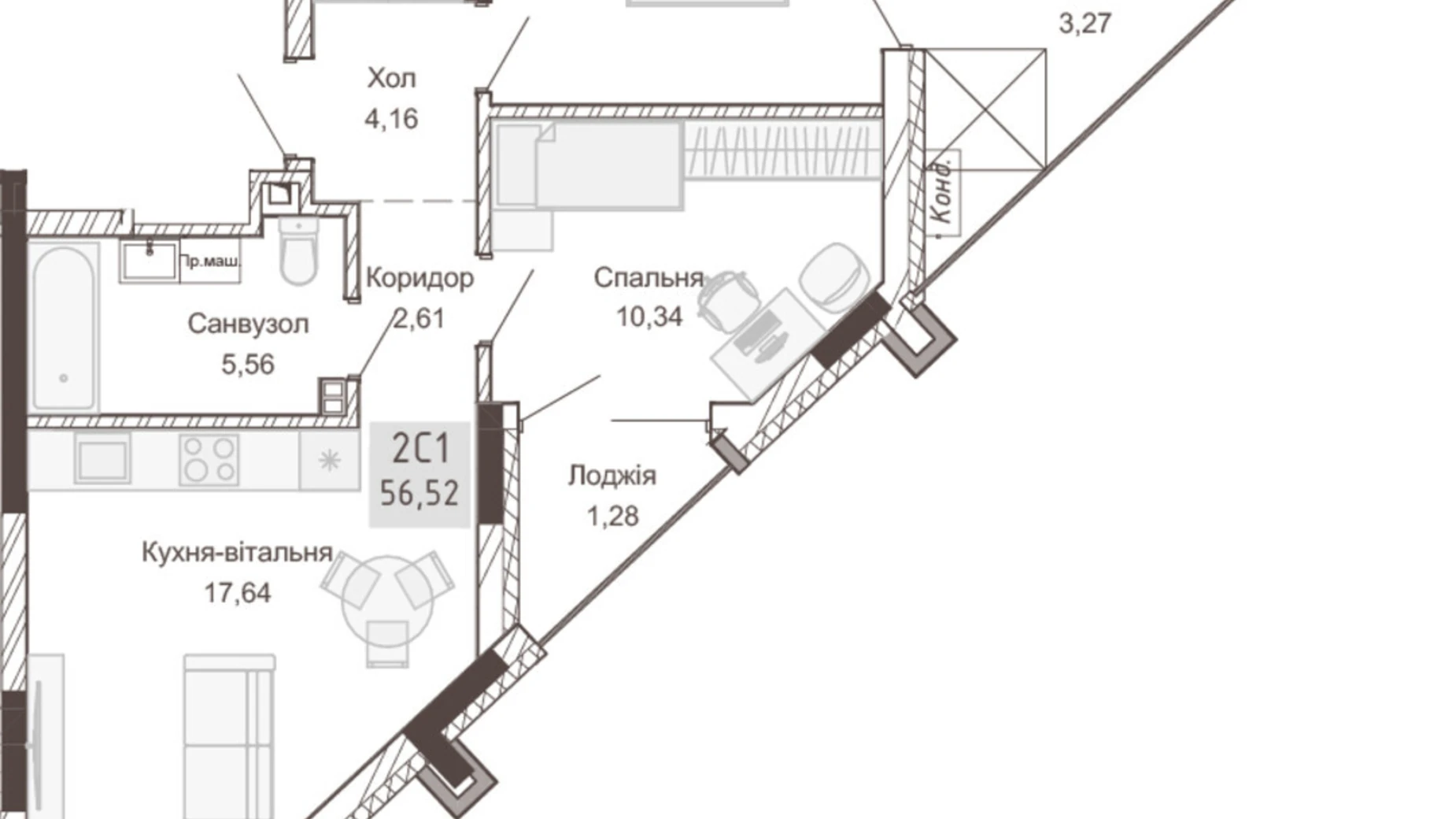 Продается 2-комнатная квартира 56 кв. м в Ровно, ул. Вышиванки(Орлова), 2 - фото 2