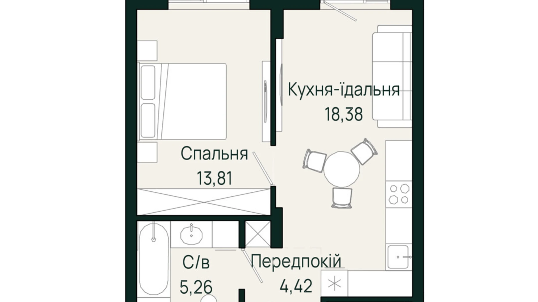 Продается 1-комнатная квартира 43.56 кв. м в Сокольниках, ул. Героев Крут - фото 2