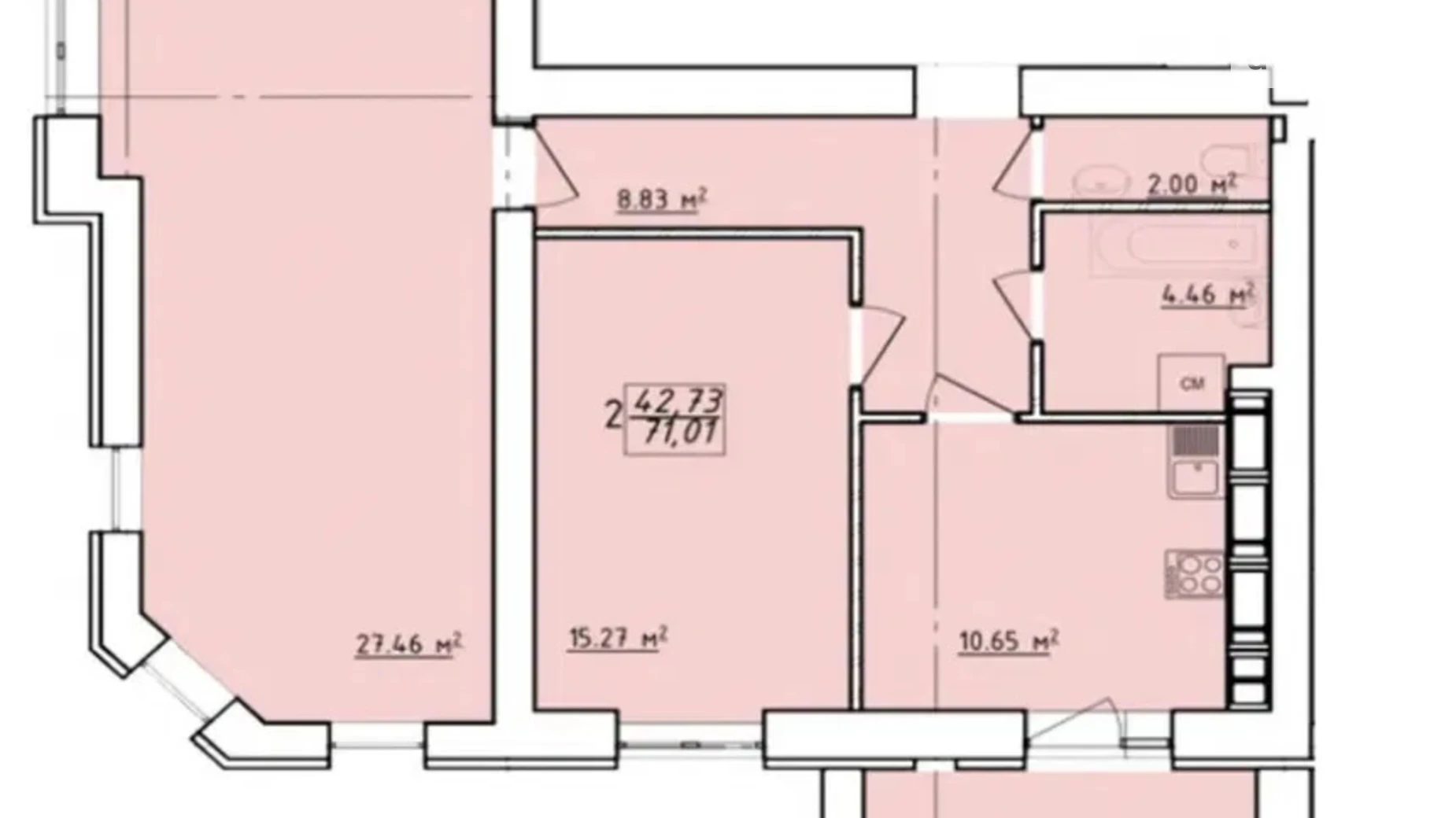 Продается 2-комнатная квартира 71 кв. м в Харькове, ул. Заливная, 6 - фото 2