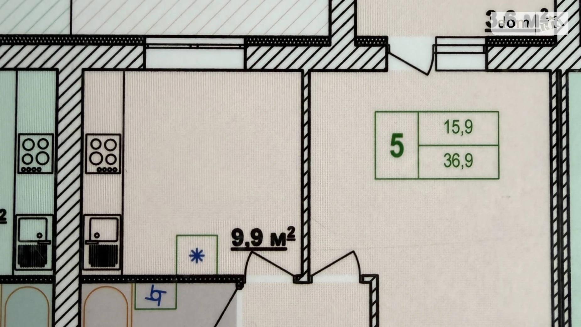 Продается 1-комнатная квартира 36.9 кв. м в Луке-Мелешковской, Тывровское шоссе, 51Б - фото 3