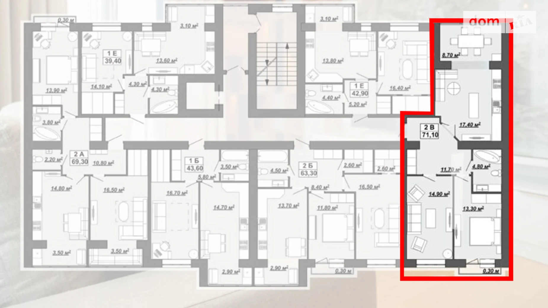 Продается 2-комнатная квартира 71 кв. м в Ивано-Франковске, ул. Княгинин, 44 корпус 39 - фото 2