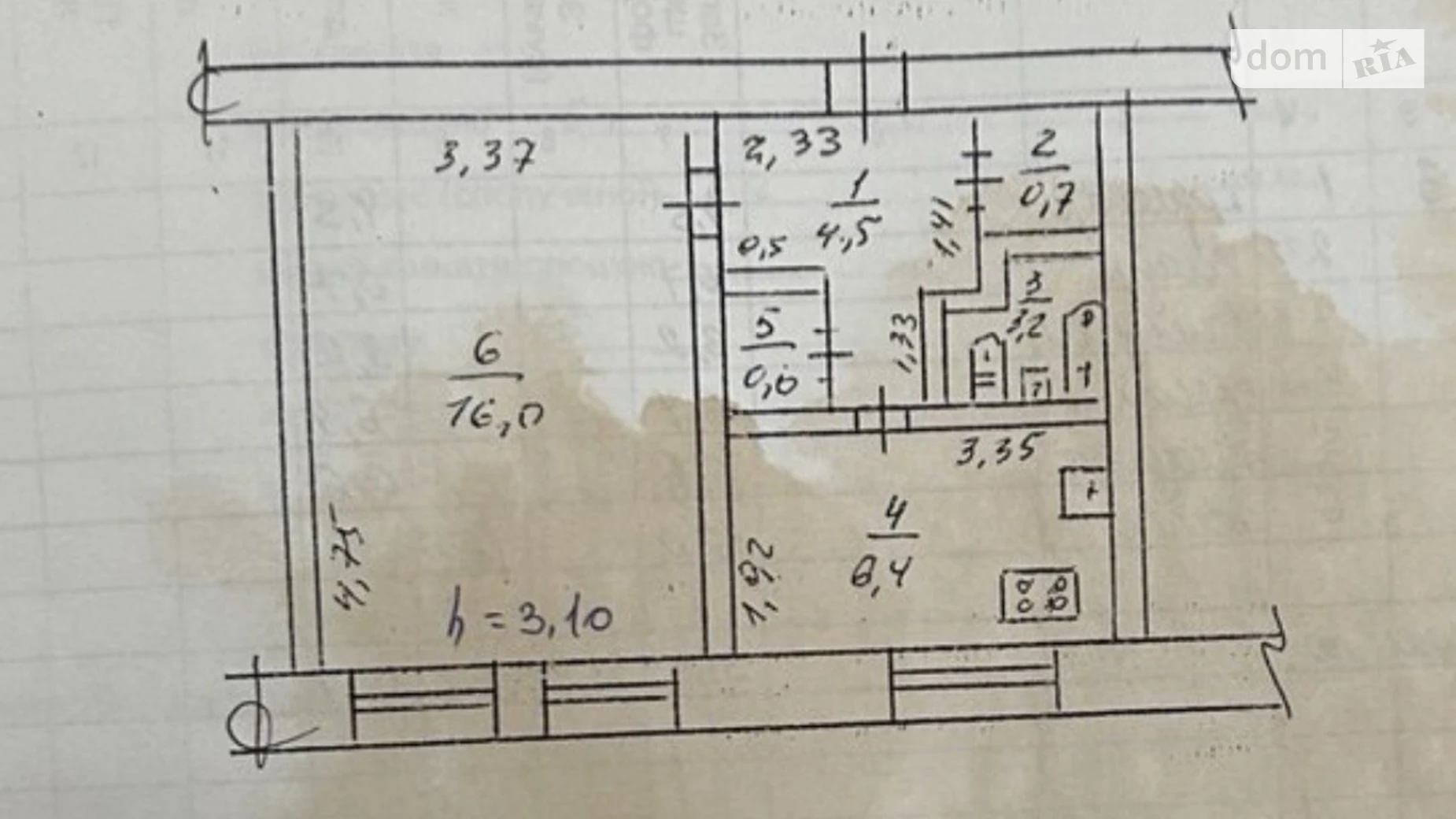Продается 1-комнатная квартира 31.4 кв. м в Днепре, просп. Сергея Нигояна, 20 - фото 2